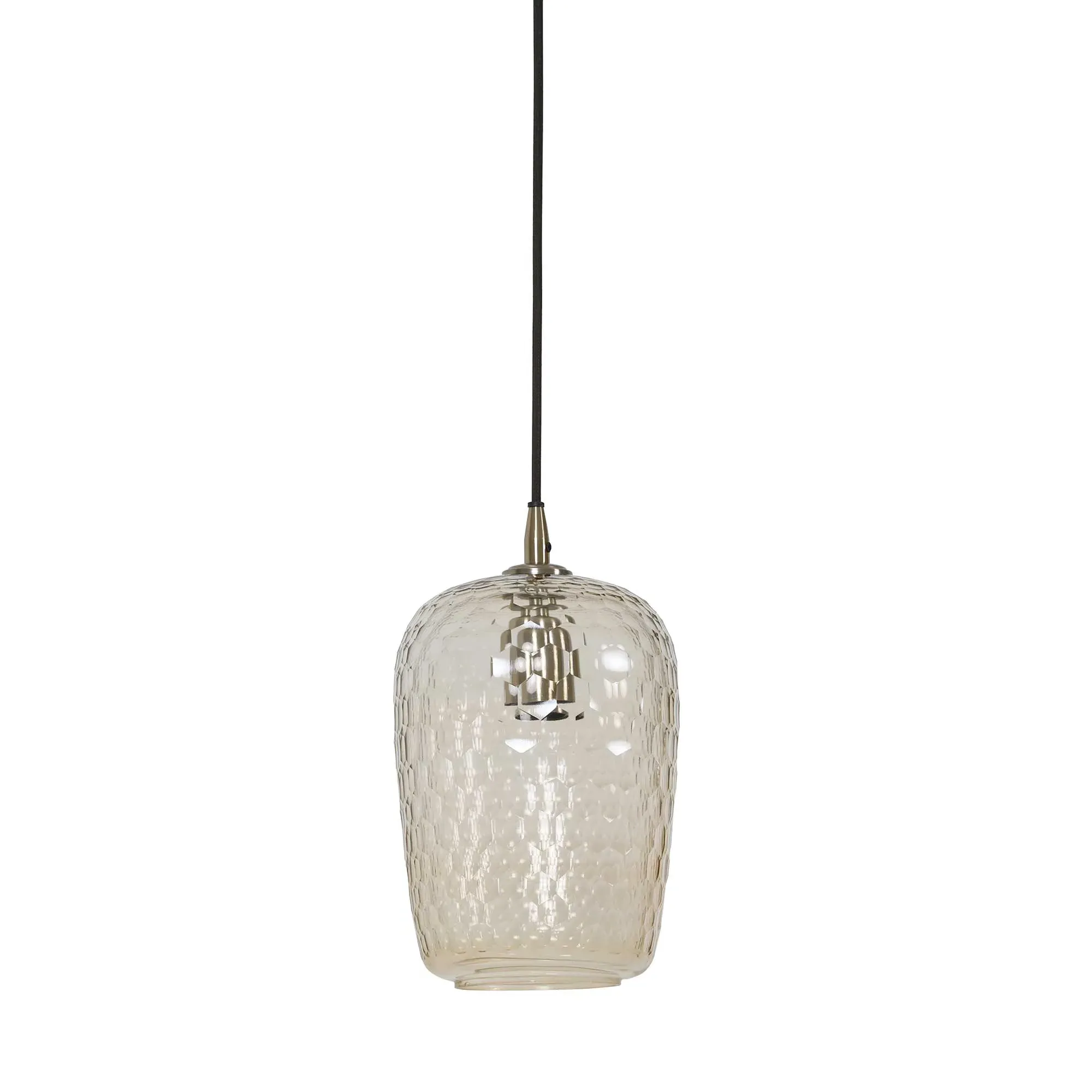 Tall Antique Glass Pendant Light - Orange