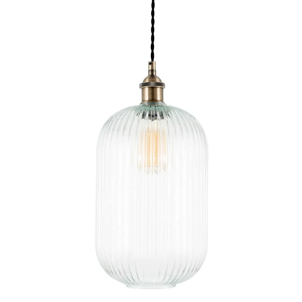 Tall Glass Pendant Light - White