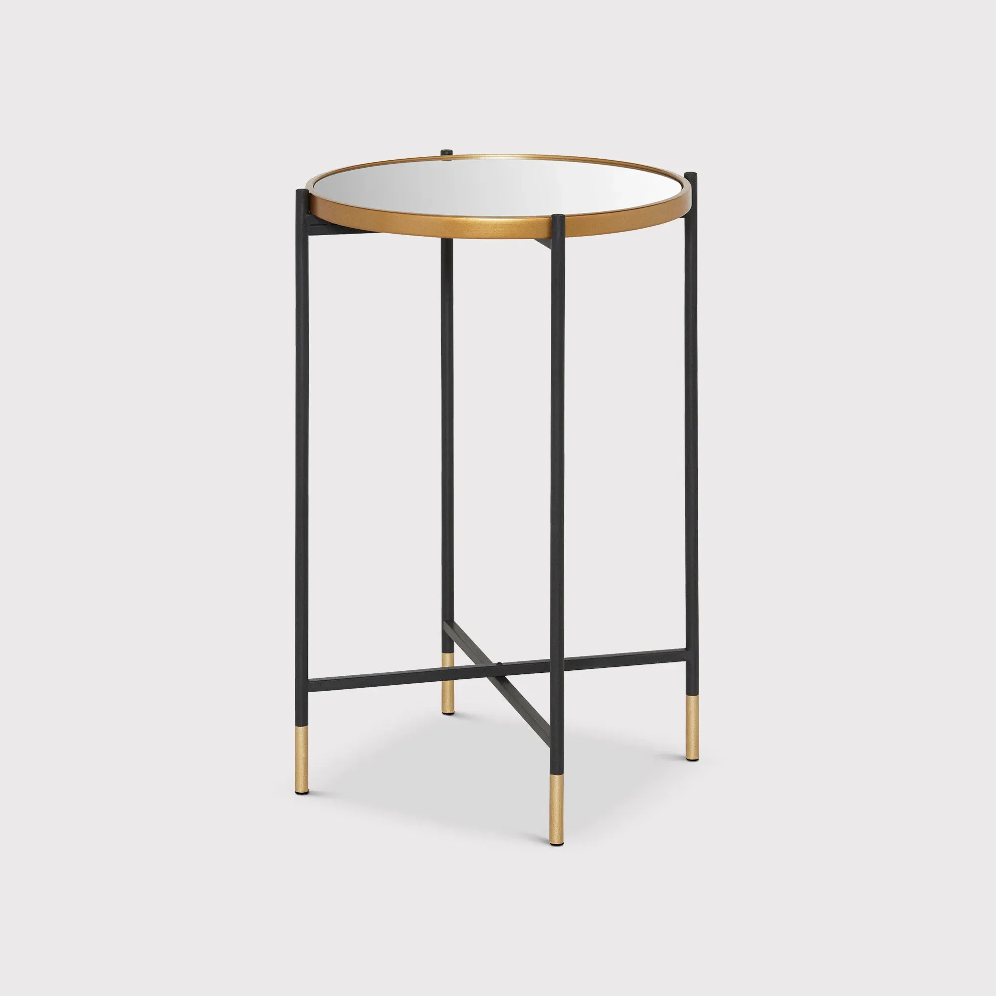 Tall Mirror Top Side Table - Black, Metal image