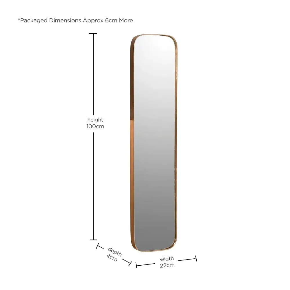 Tall Slim Square Mirror - Gold, Metal