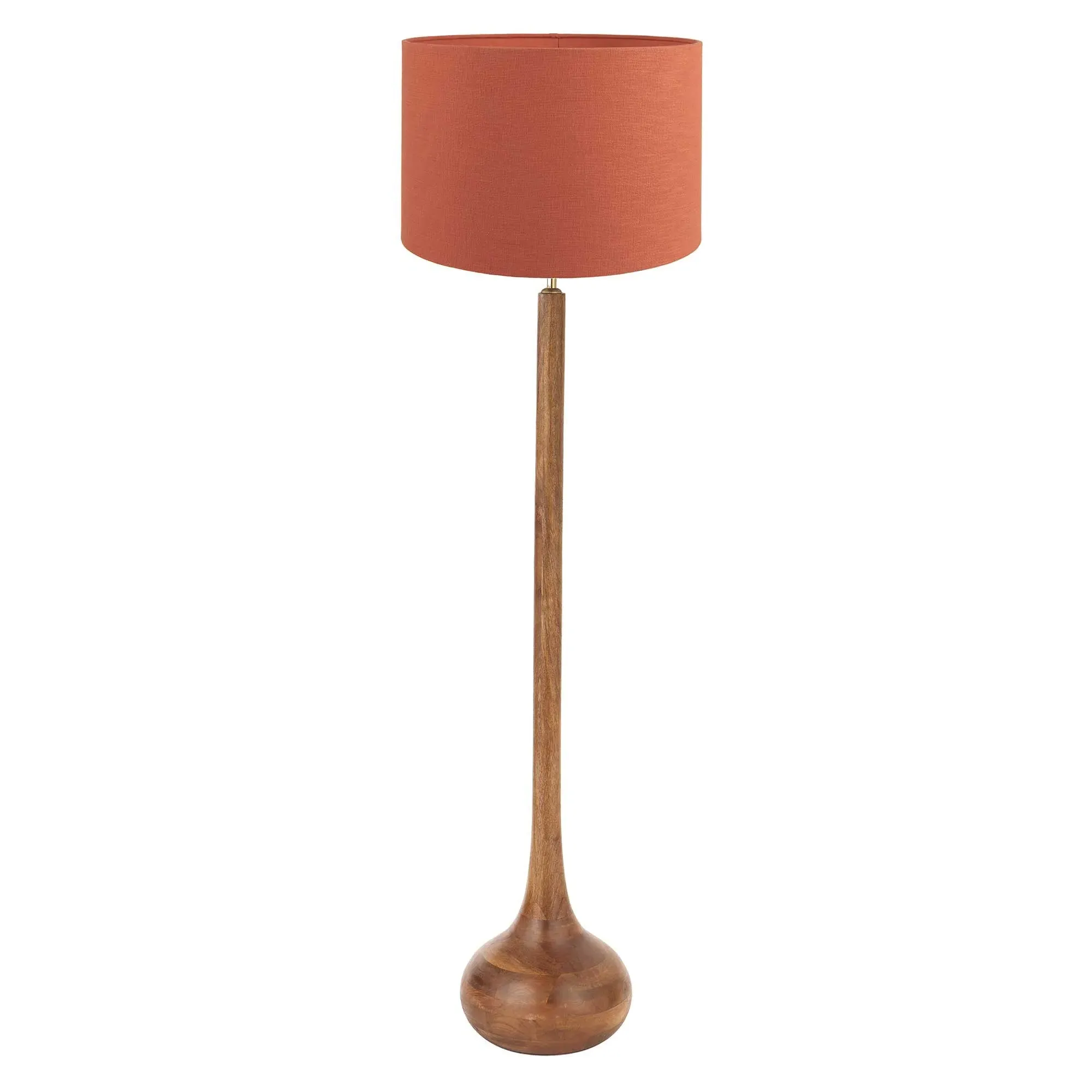 Tall Wooden Floor Lamp - Brown, Mango Wood