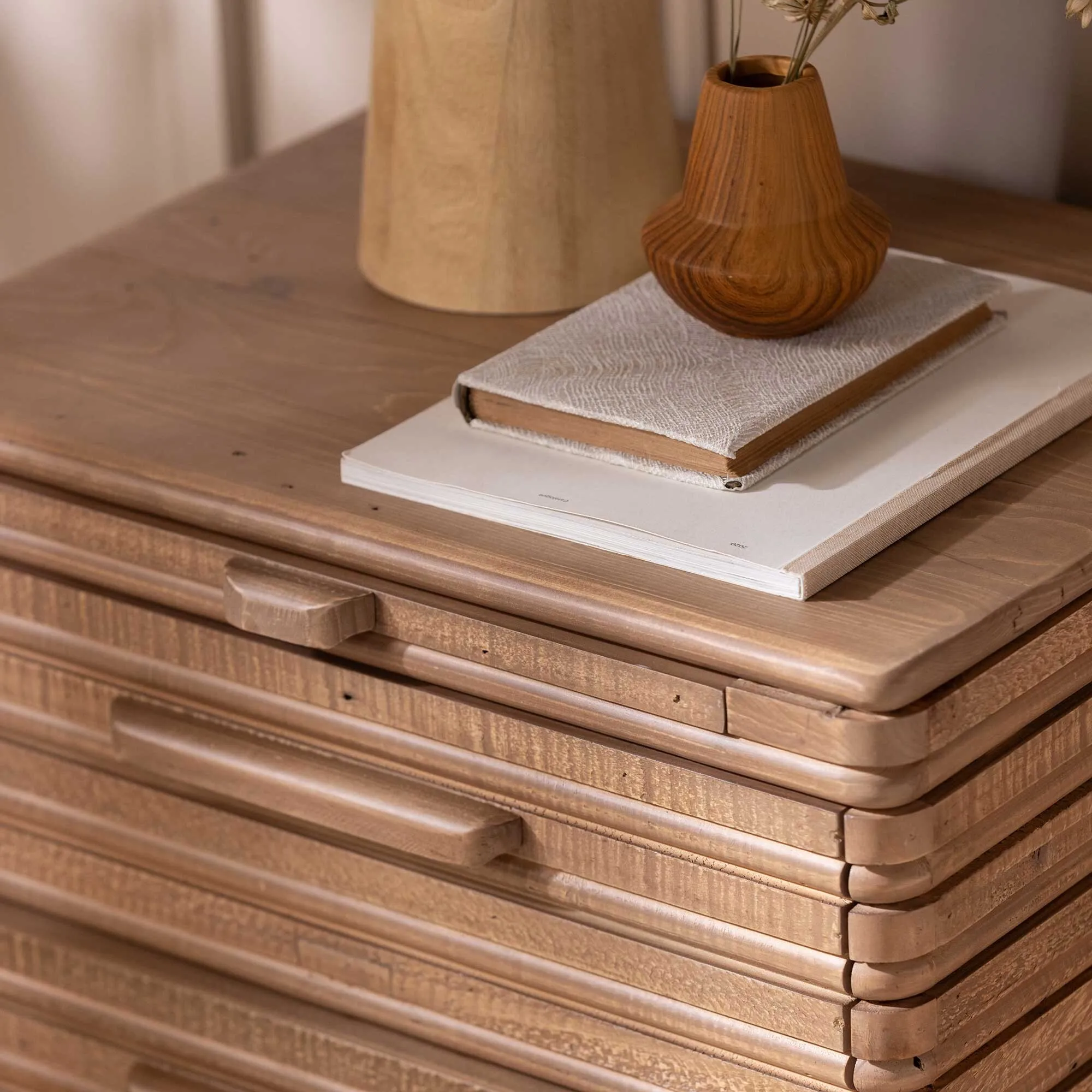 Tamia 3 Drawer Bedside Table - Brown, Wood