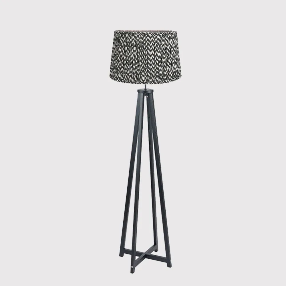 Tapered Chevron Floor Lamp - Black, Wood