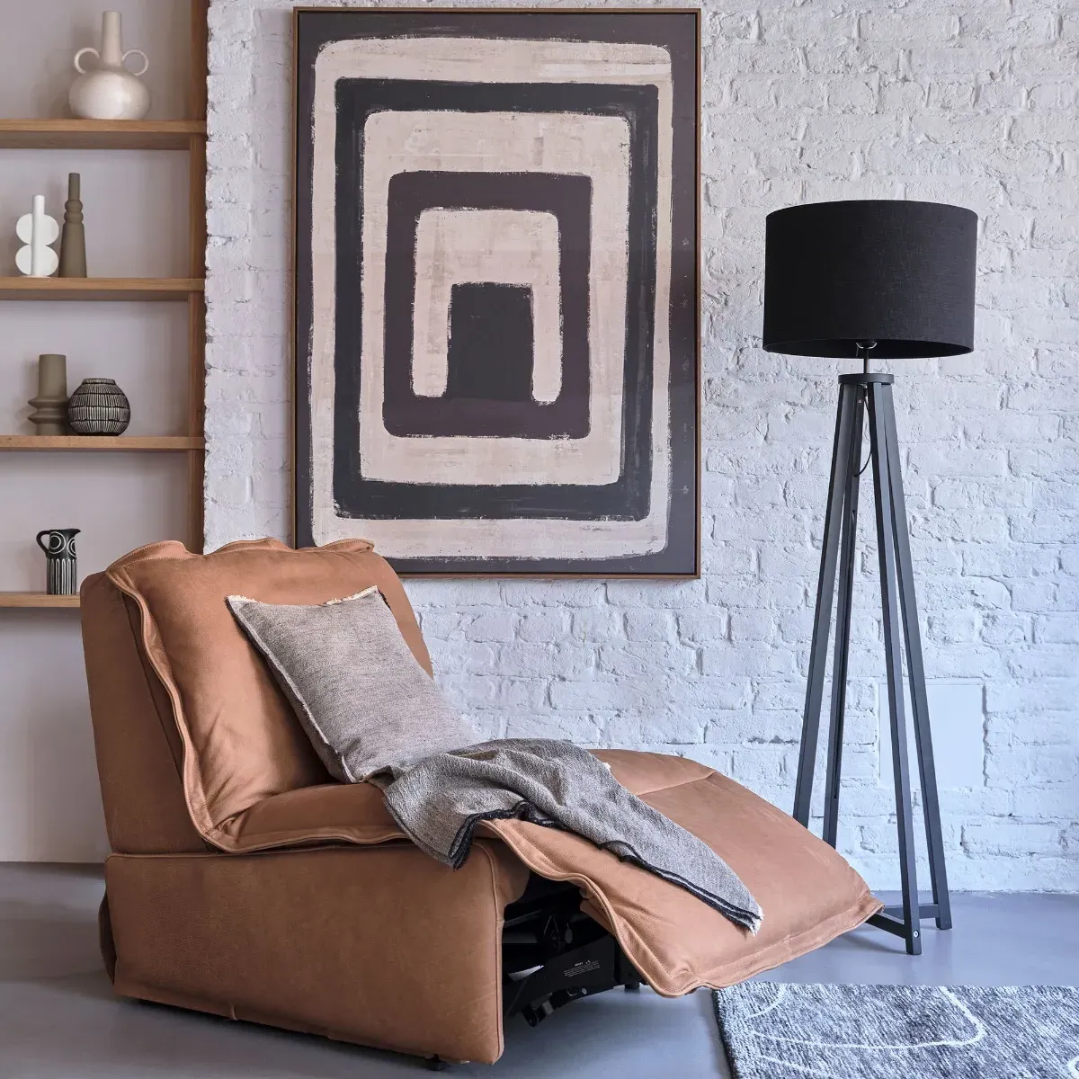 Tapered Floor Lamp - Black, Wood