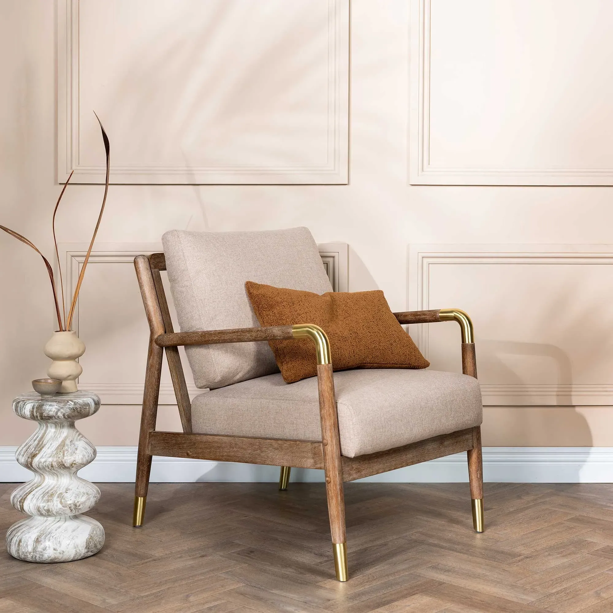 Tarron Armchair - Neutral, Cashmere Fabric
