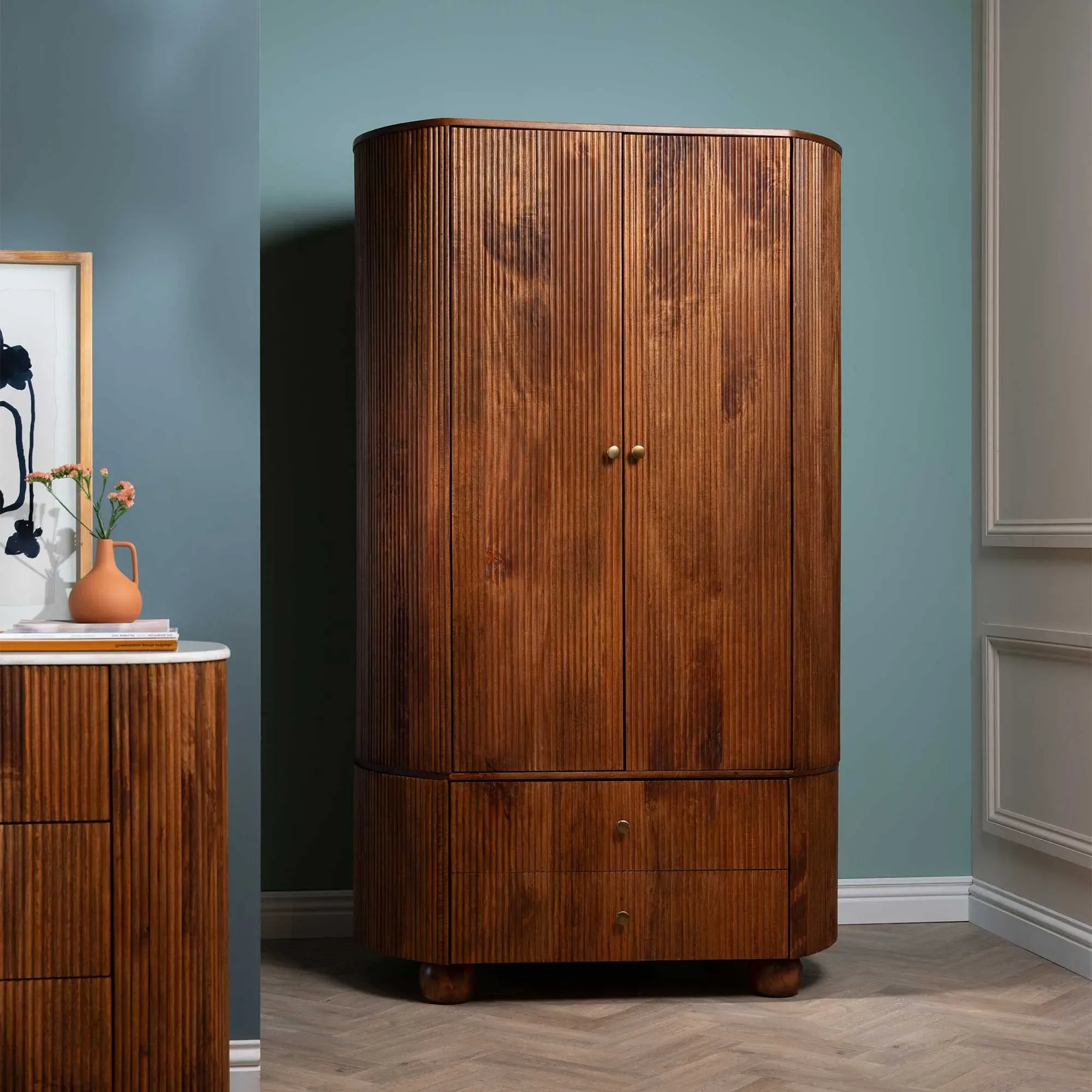 Tasso 2 Door 2 Drawer Wardrobe - Brown, Wood