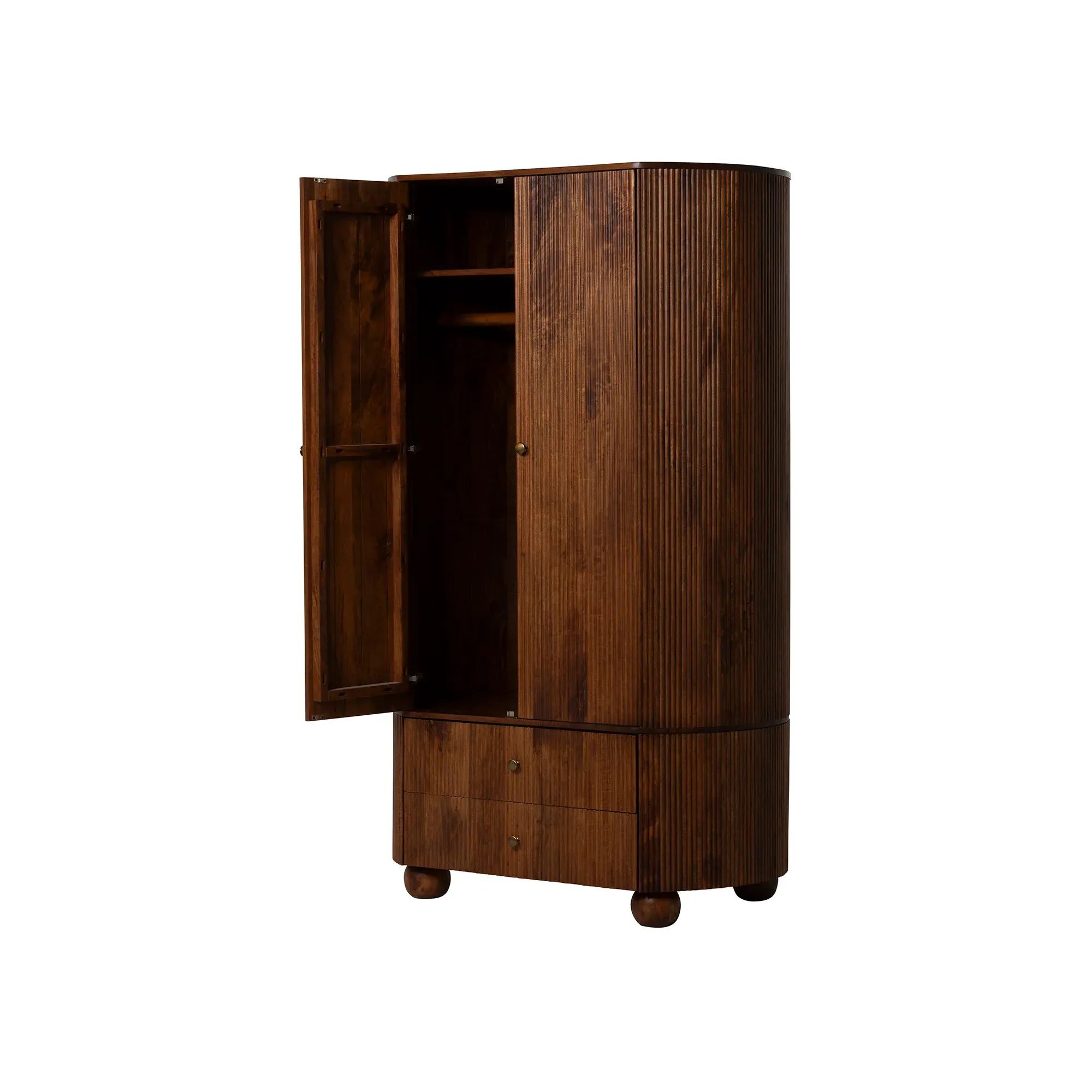 Tasso 2 Door 2 Drawer Wardrobe - Brown, Wood