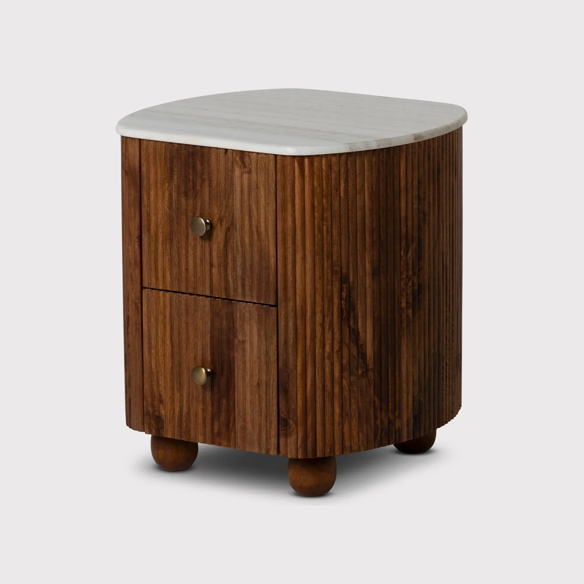 Tasso 2 Drawer Bedside Table - Brown, Wood