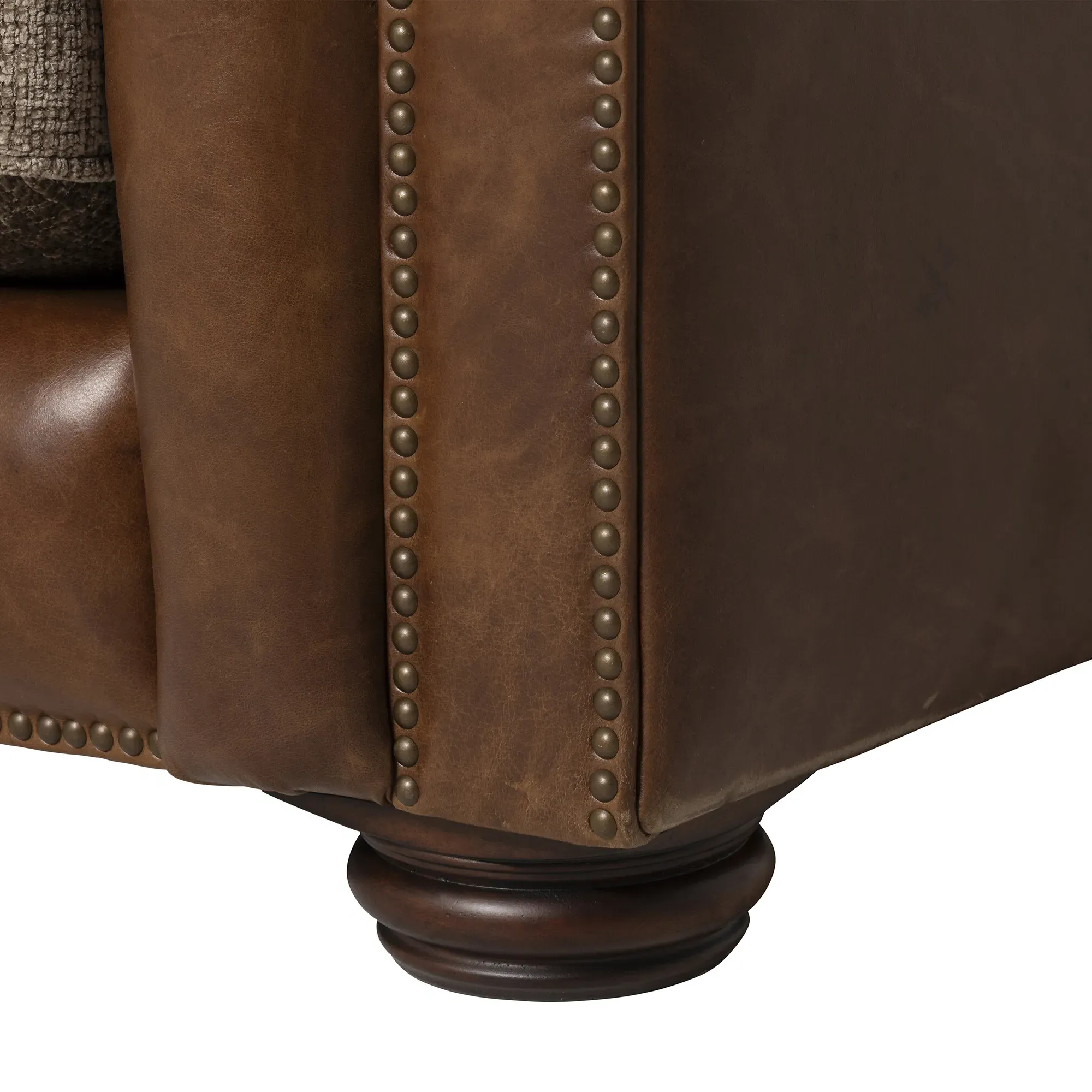 Taunton 1.5 Seater Sofa - Brown, Fabric & Leather