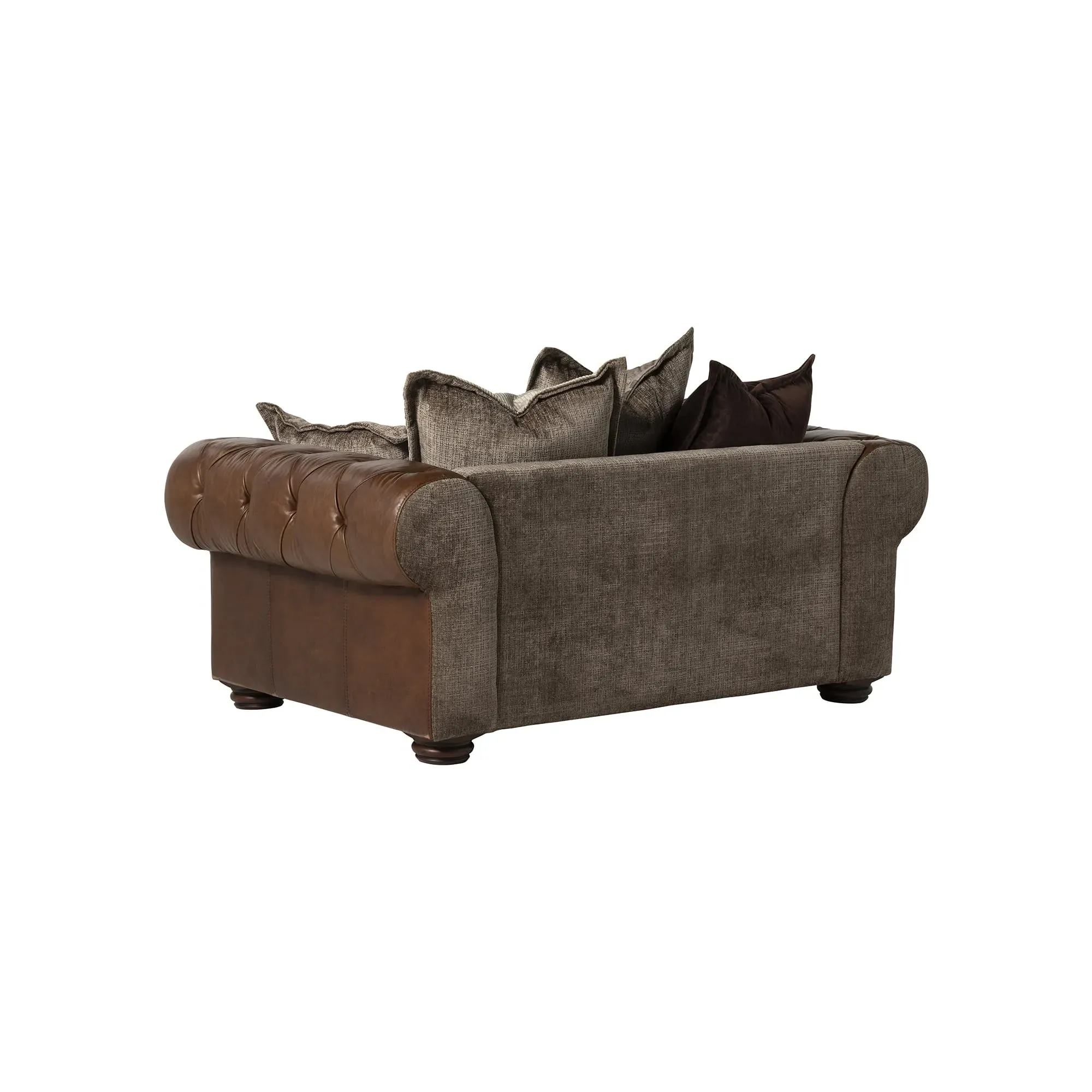 Taunton 1.5 Seater Sofa - Brown, Fabric & Leather