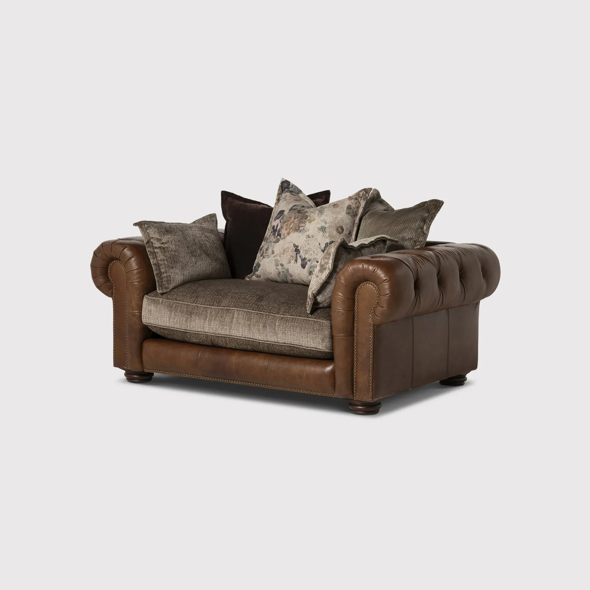 Taunton 1.5 Seater Sofa - Brown, Fabric & Leather image