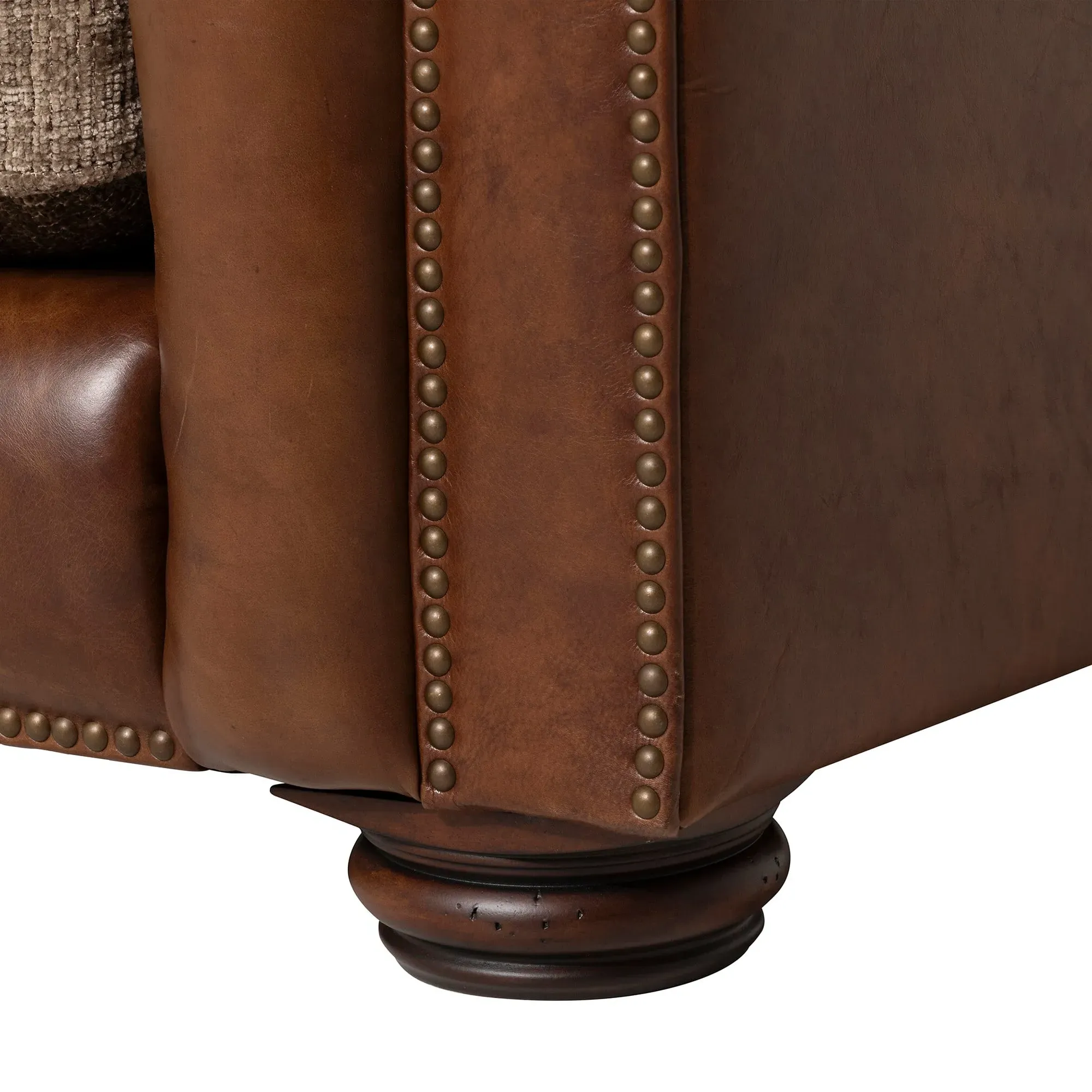 Taunton 3-Seater Sofa - Brown, Fabric & Leather