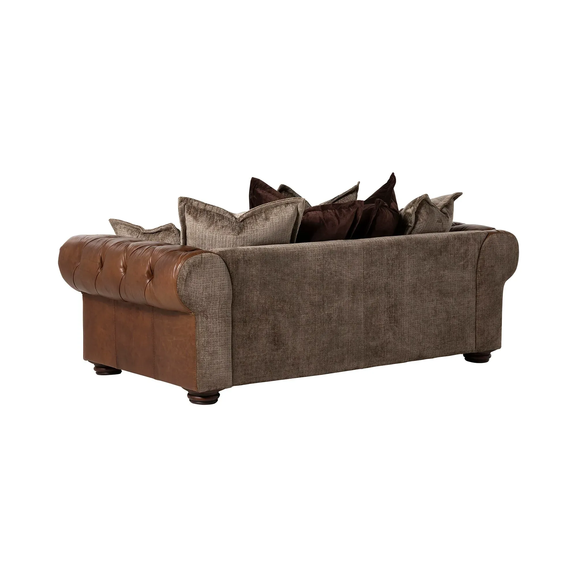 Taunton 3-Seater Sofa - Brown, Fabric & Leather