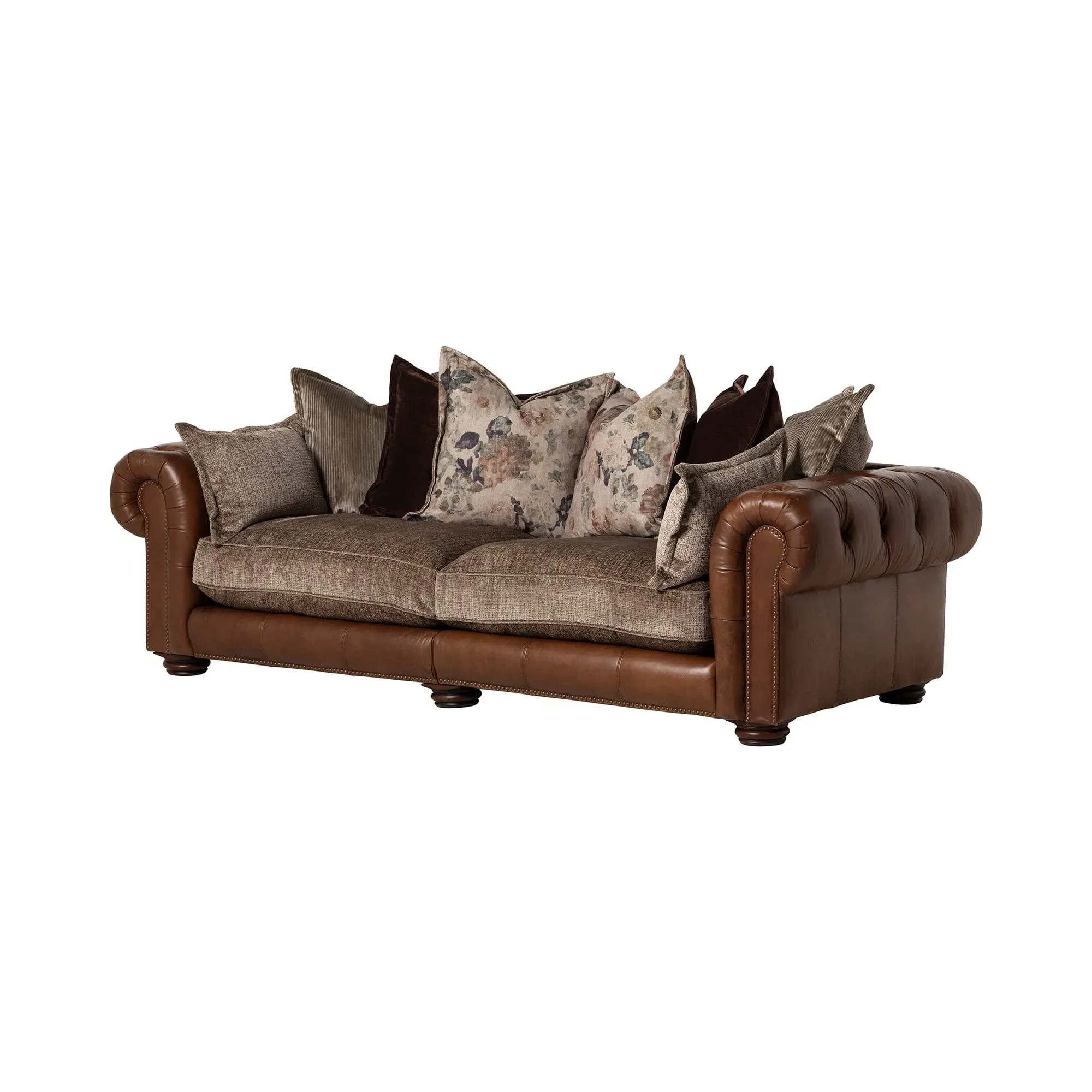 Taunton 3.5-Seater Sofa Split - Brown, Fabric & Leather