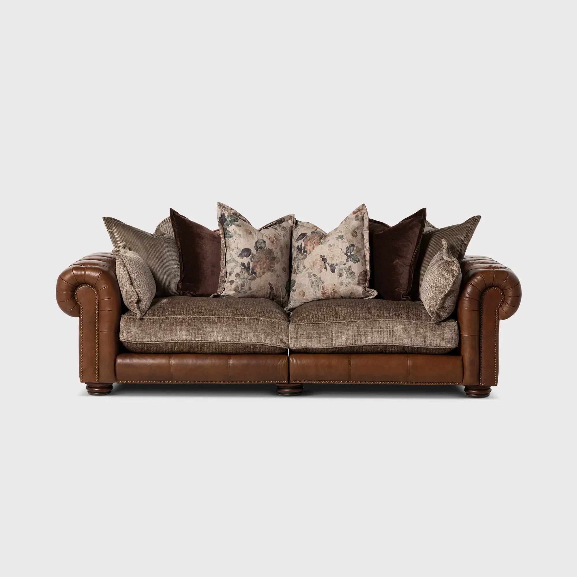 Taunton 3.5-Seater Sofa Split - Brown, Fabric & Leather image