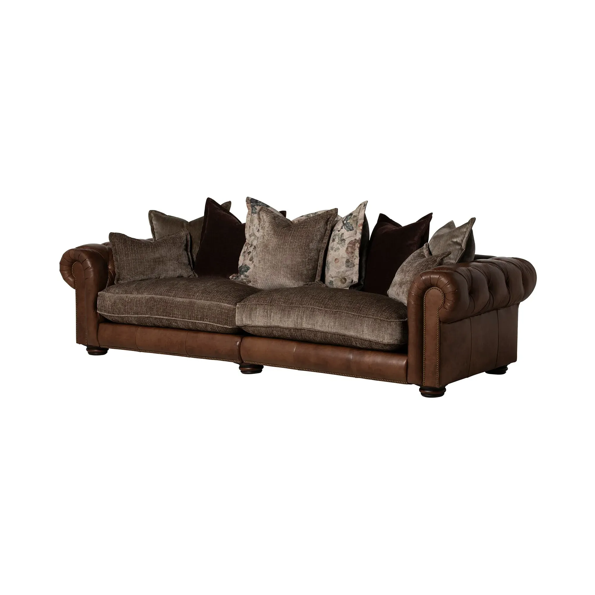 Taunton 4-Seater Sofa Split - Brown, Fabric & Leather