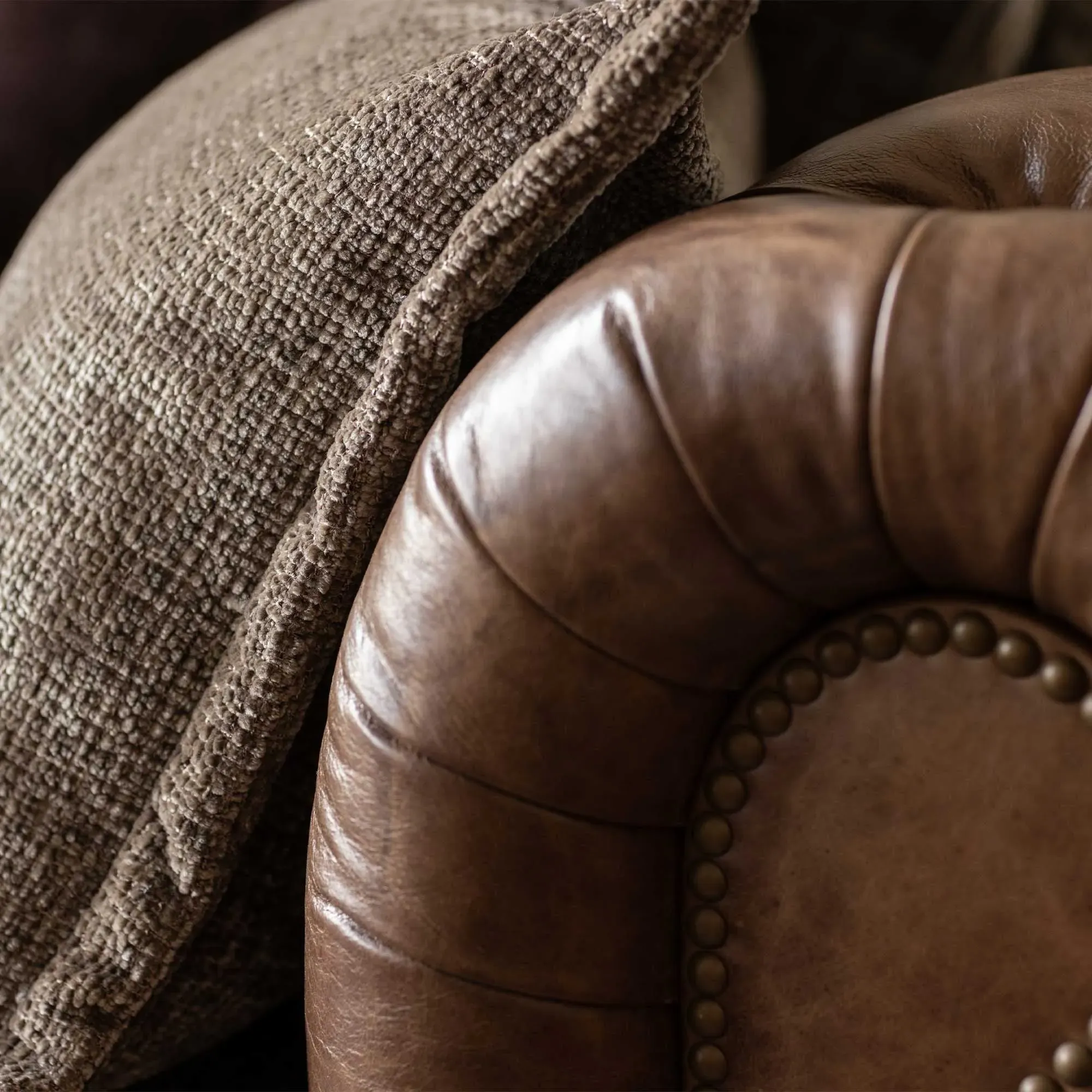 Taunton 4-Seater Sofa Split - Brown, Fabric & Leather
