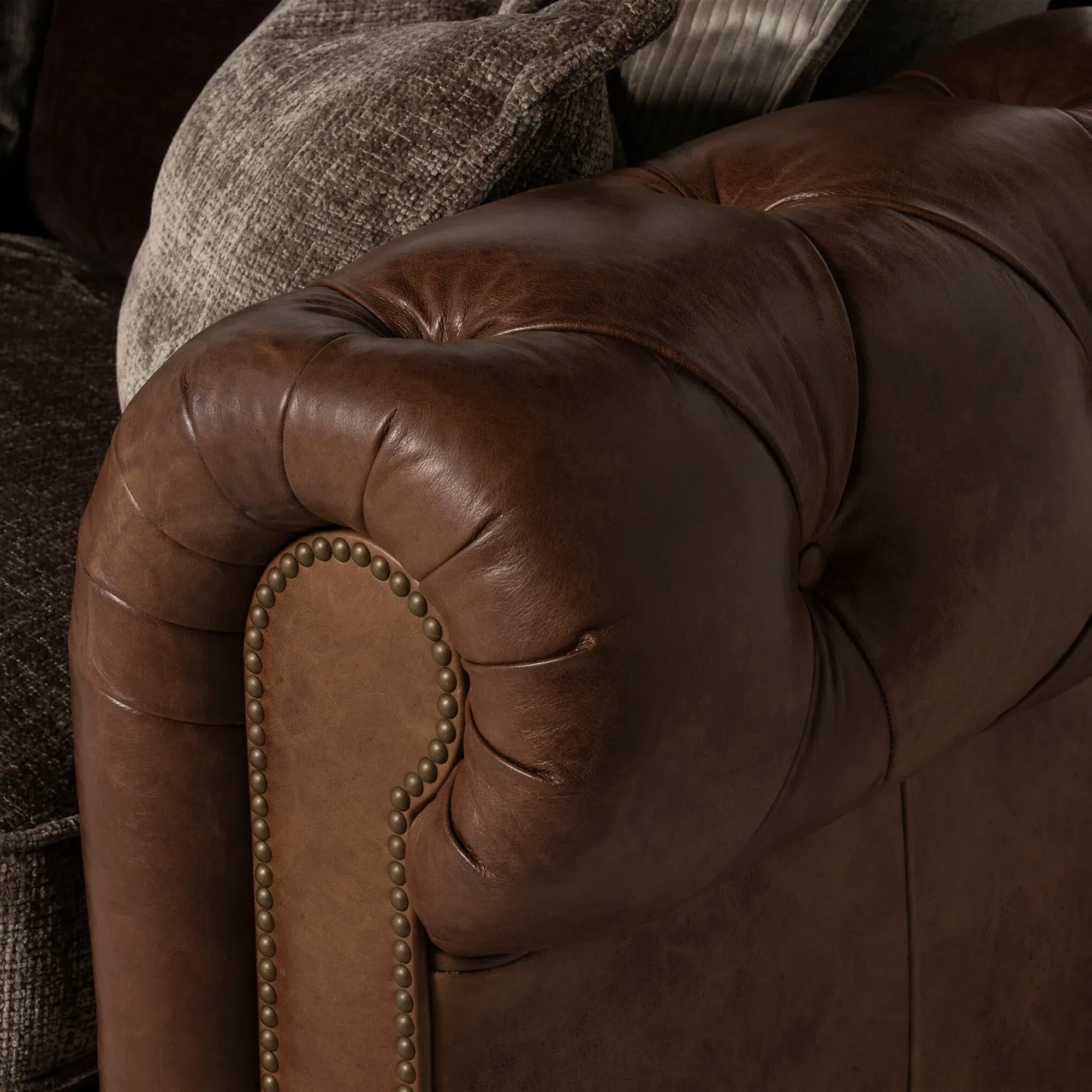 Taunton 4-Seater Sofa Split - Brown, Fabric & Leather