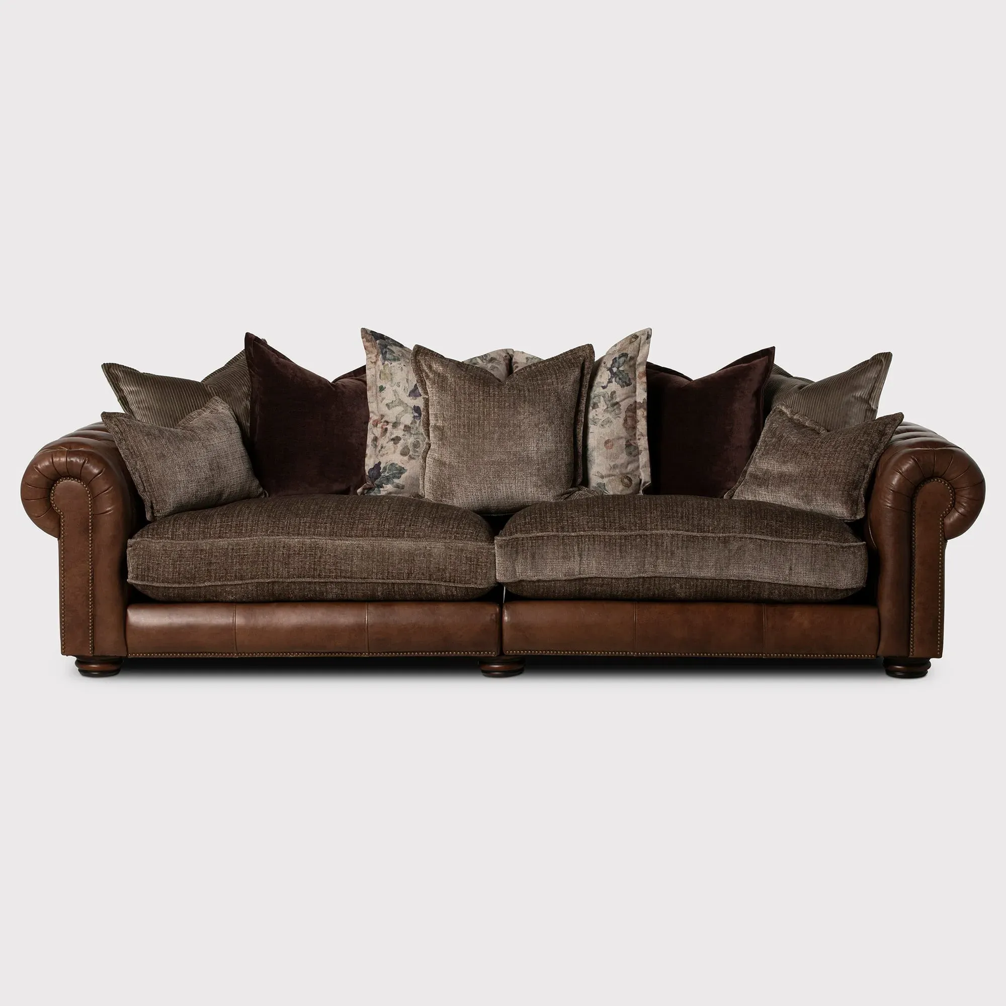 Taunton 4-Seater Sofa Split - Brown, Fabric & Leather