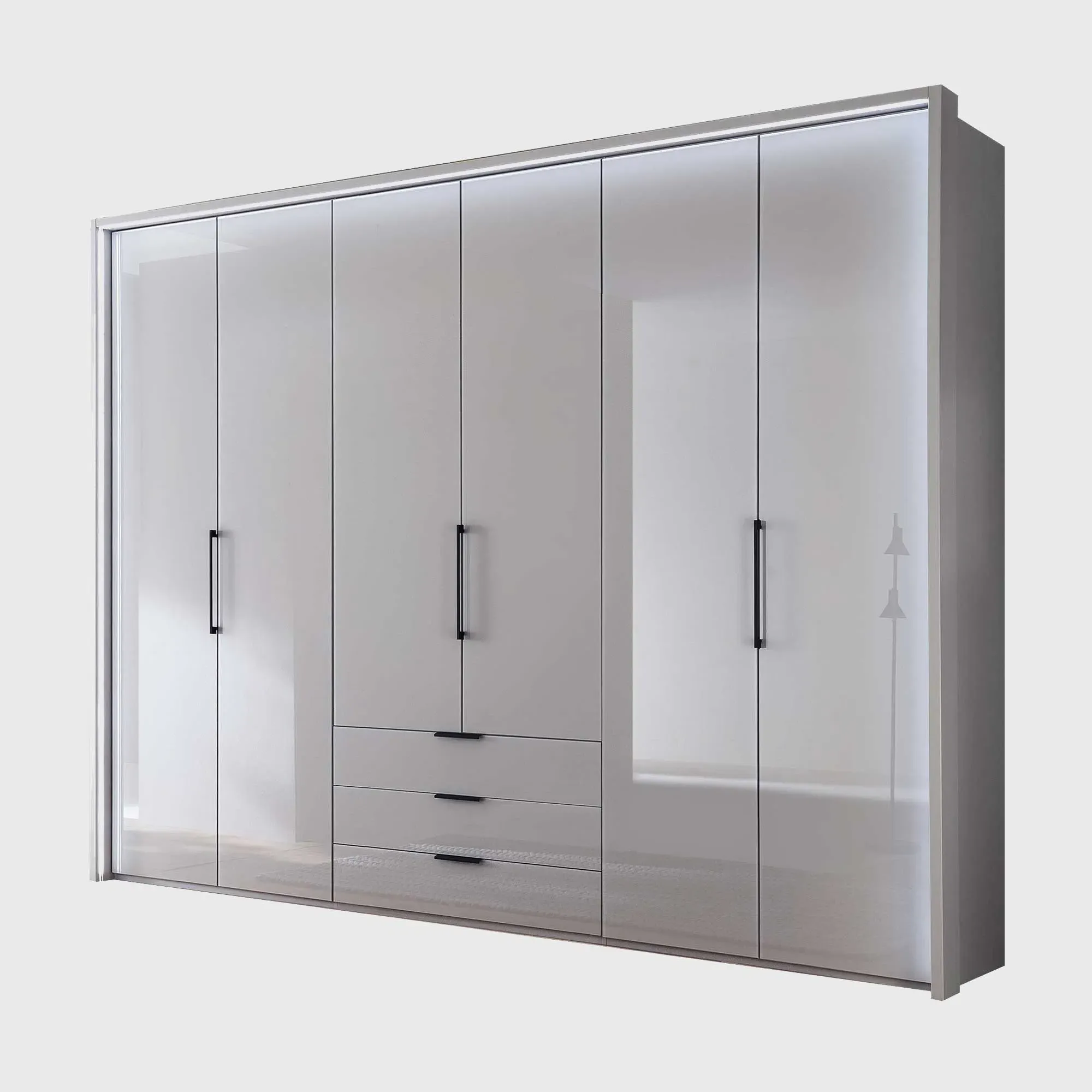 Templin 1000 6-Door Combi Wardrobe - Grey, Engineered Wood image