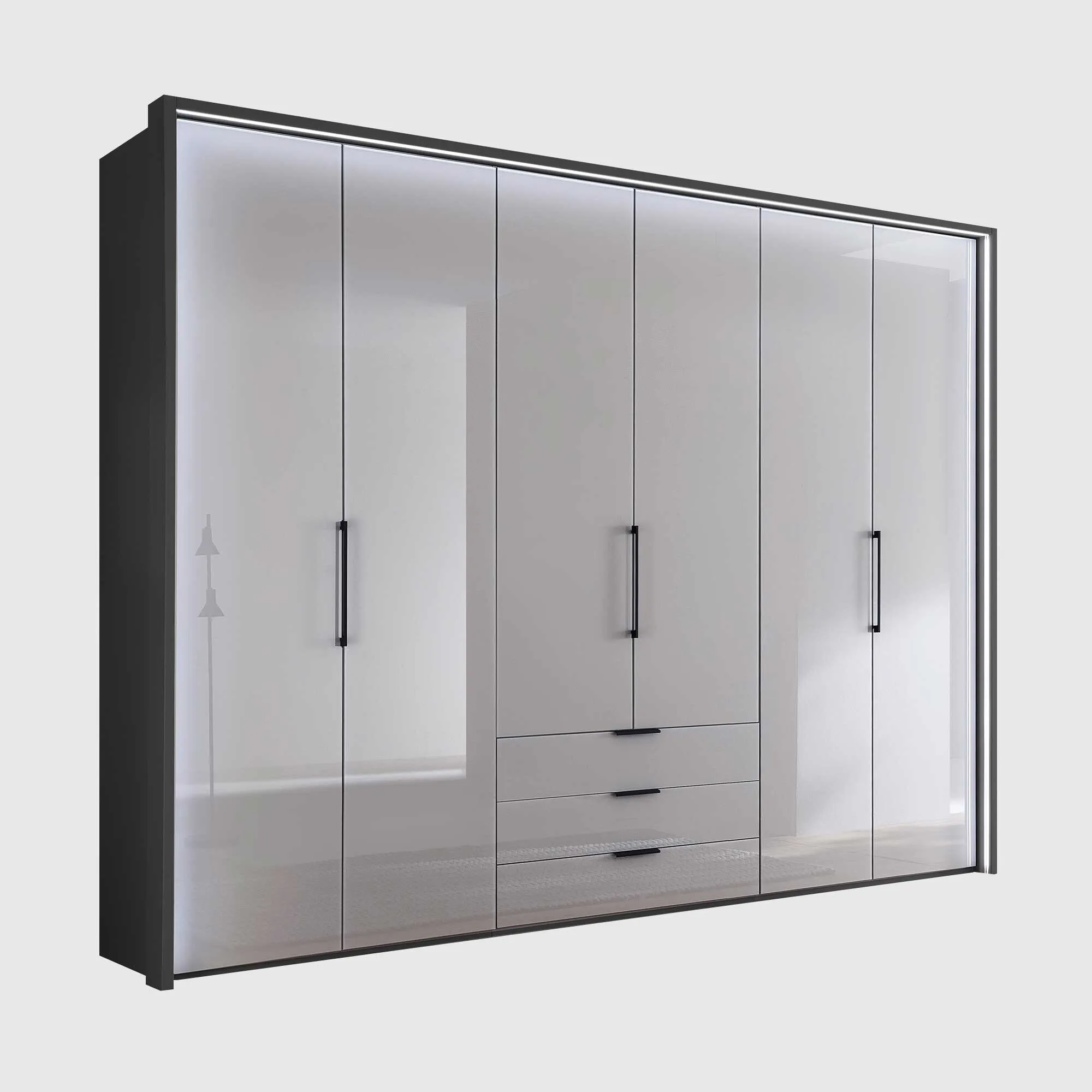 Templin 2000 6 Door Combi Wardrobe - Grey