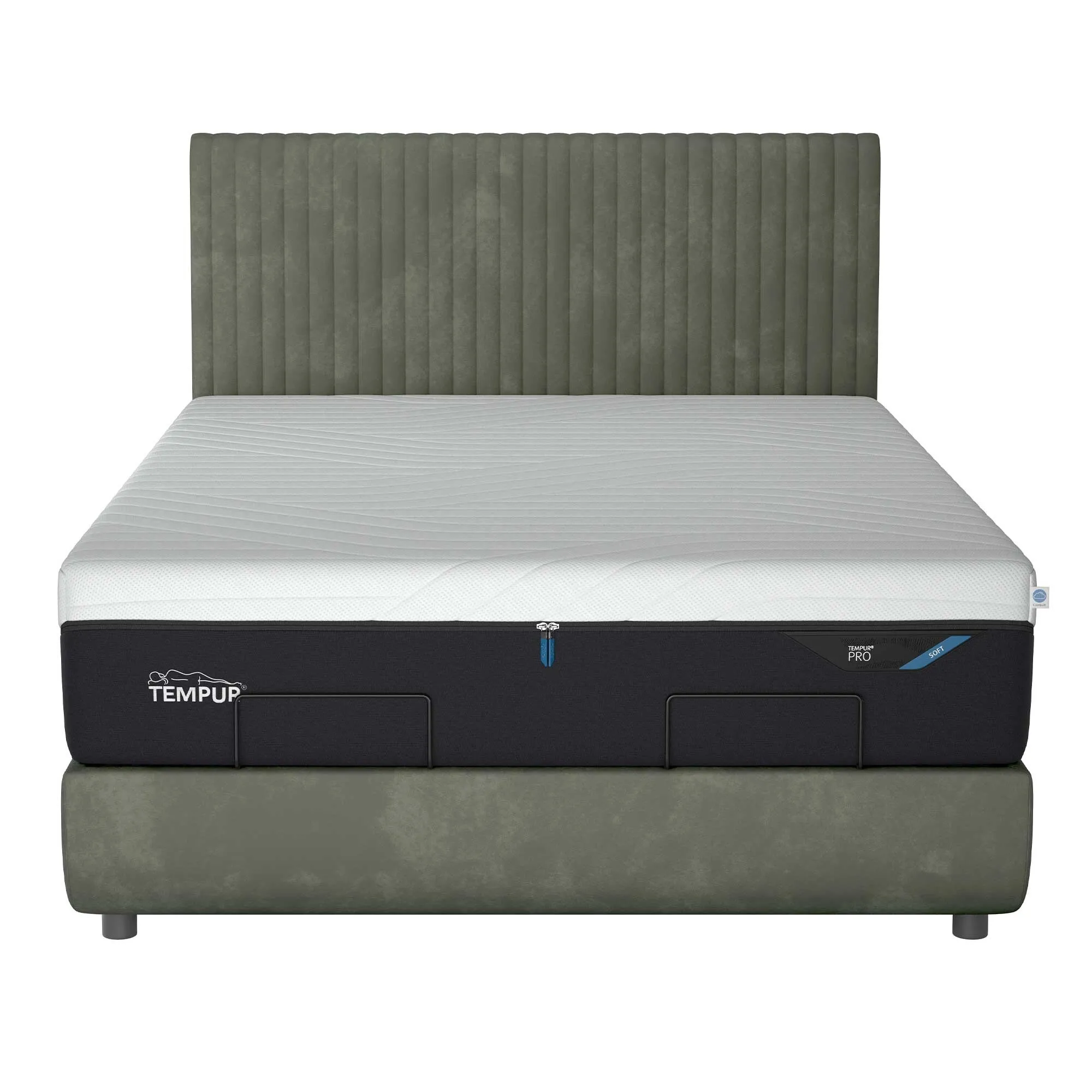 Tempur Arc King Size Bed with Vertical Headboard - Green