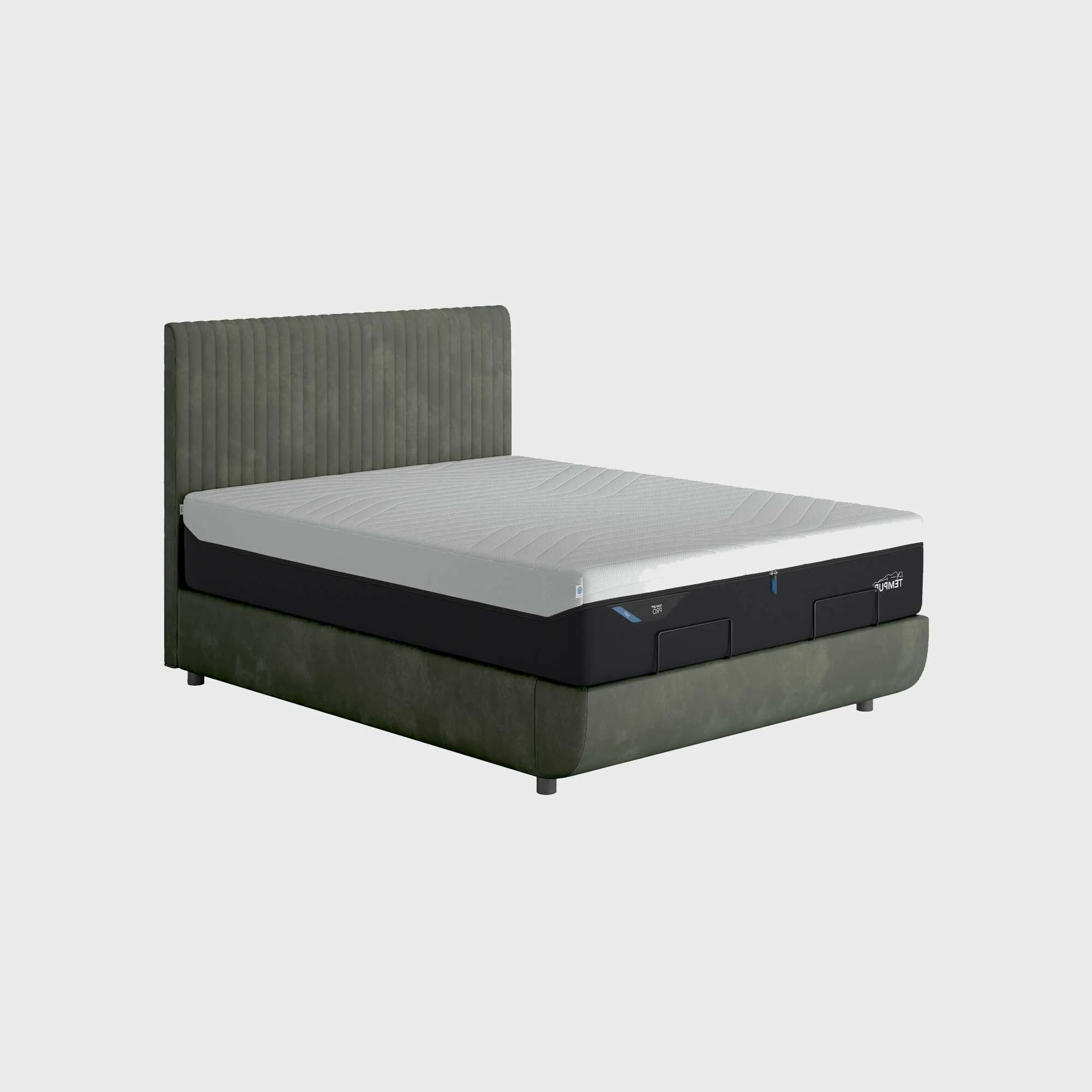 Tempur Arc King Size Bed with Vertical Headboard - Green image