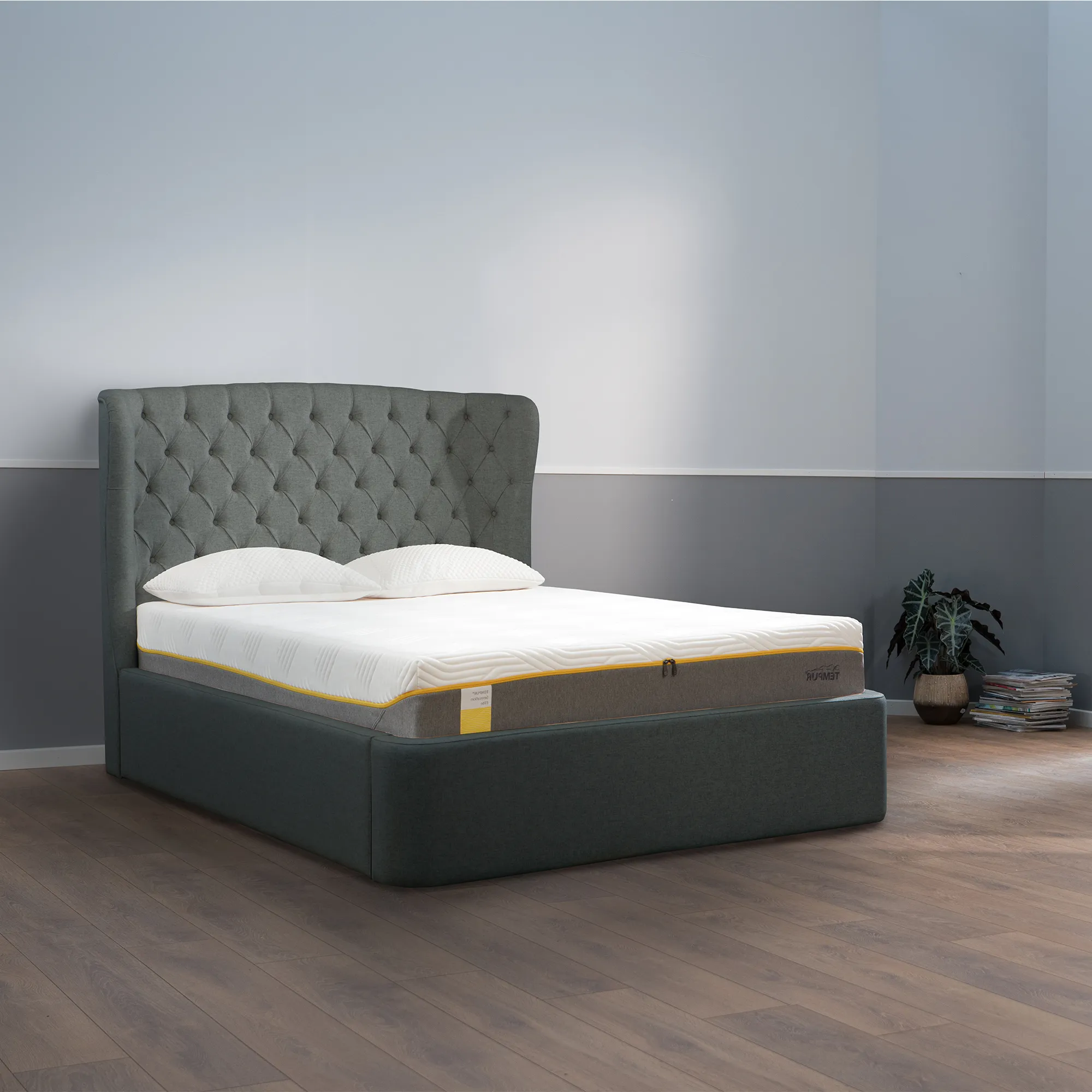 Tempur Holcot King Size Ottoman Bed - Black Fabric