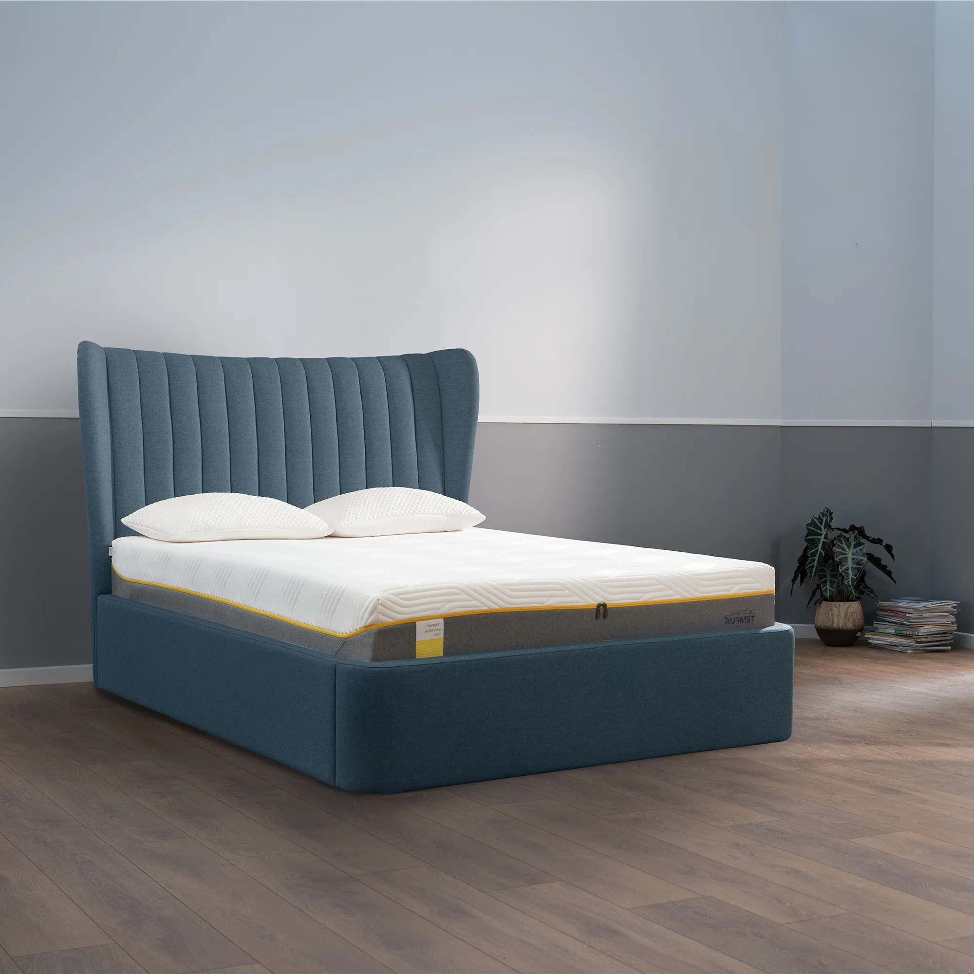 Tempur Horton King Size Ottoman Bed with Storage - Blue