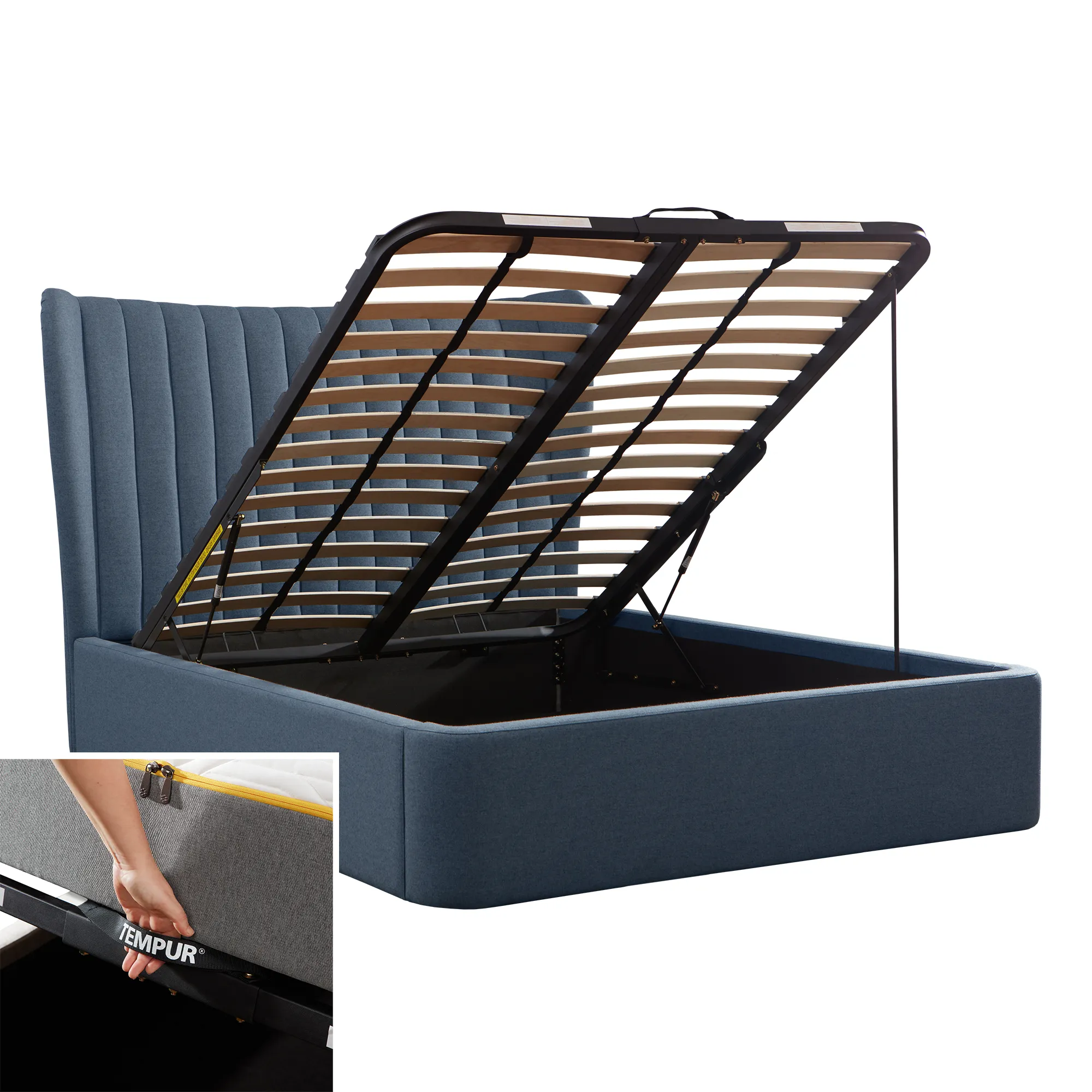 Tempur Horton Super King Ottoman Bed - Blue, Fabric