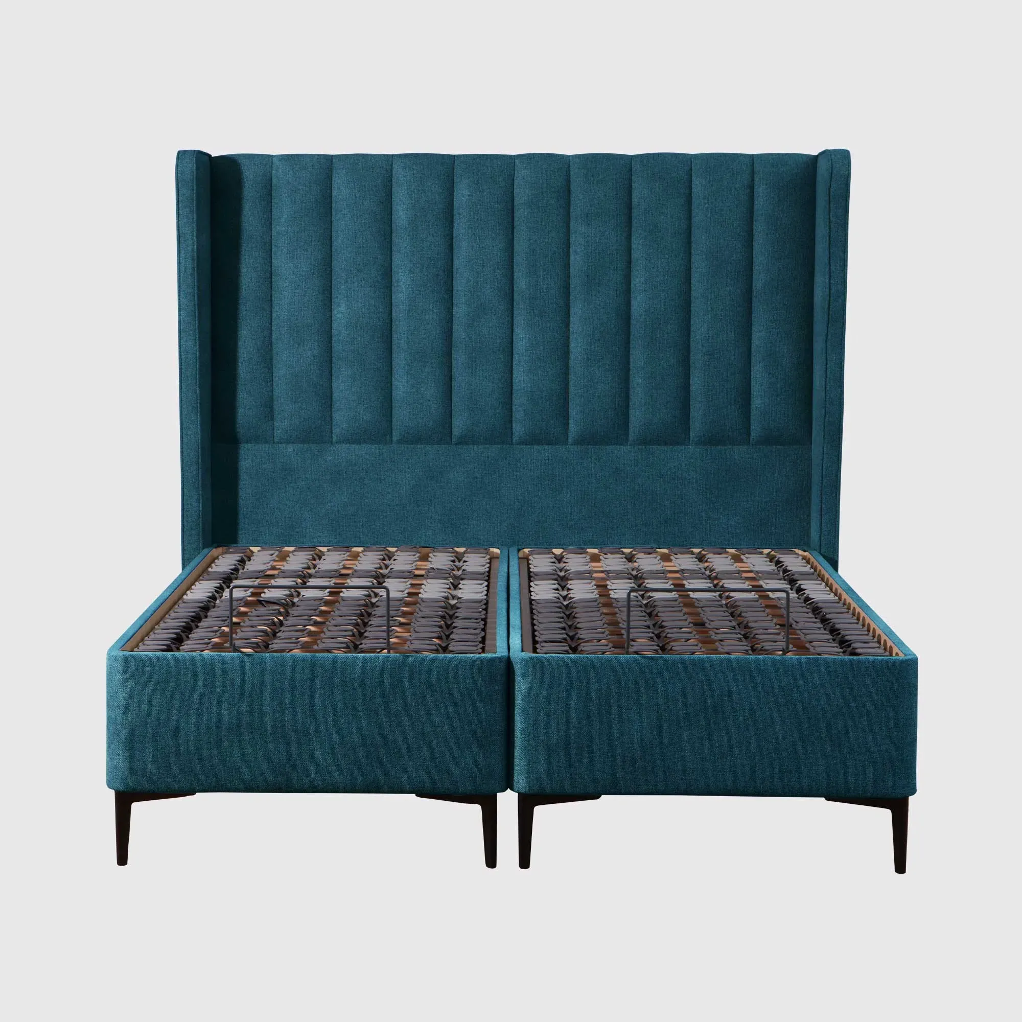 Tempur Suffolk King Size Divan Bed - Blue, Velvet