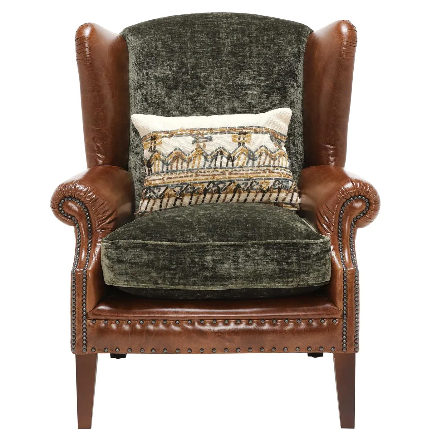 Tetrad Constable Wing Chair - Galveston Bark Hide, Velvet