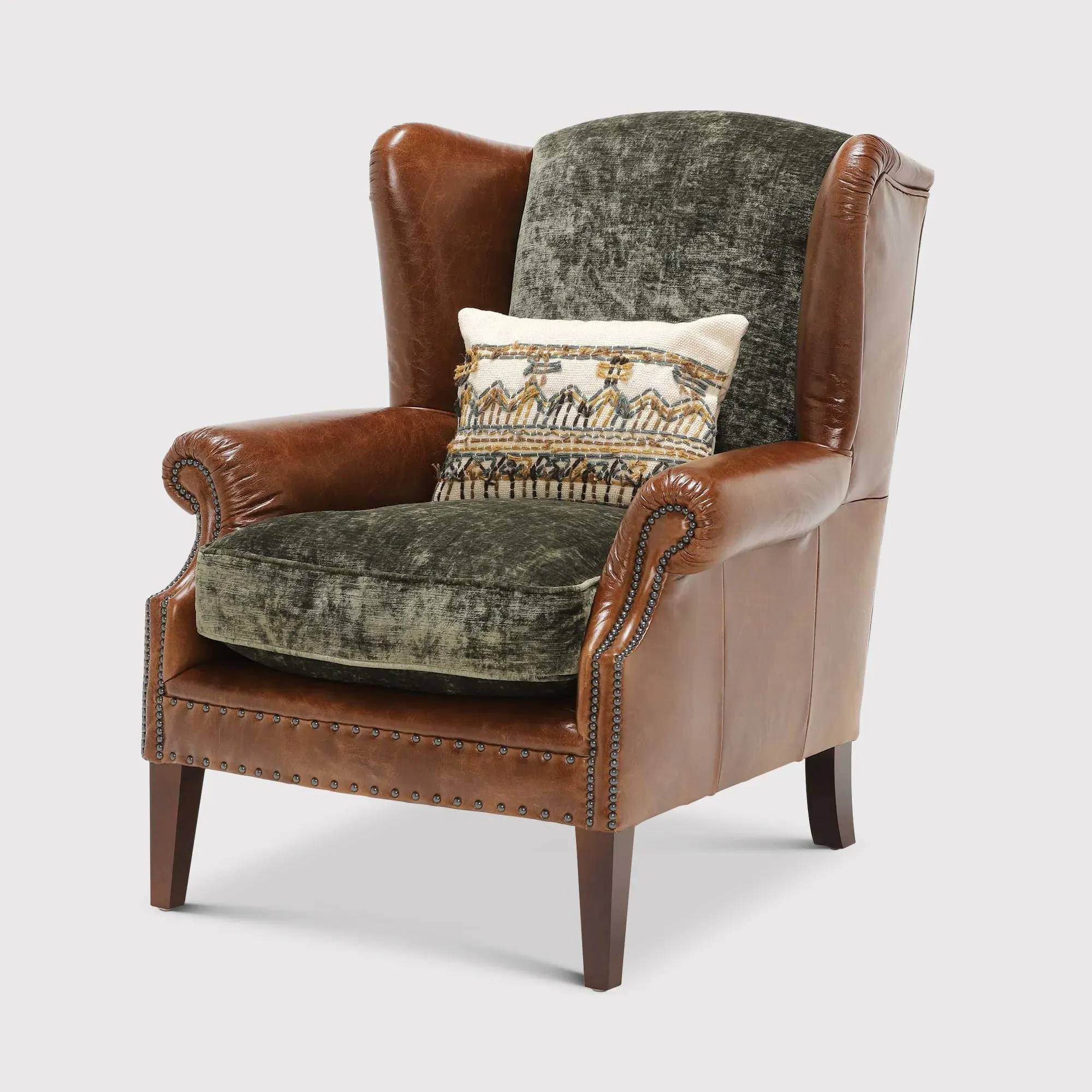 Tetrad Constable Wing Chair - Galveston Bark Hide, Velvet