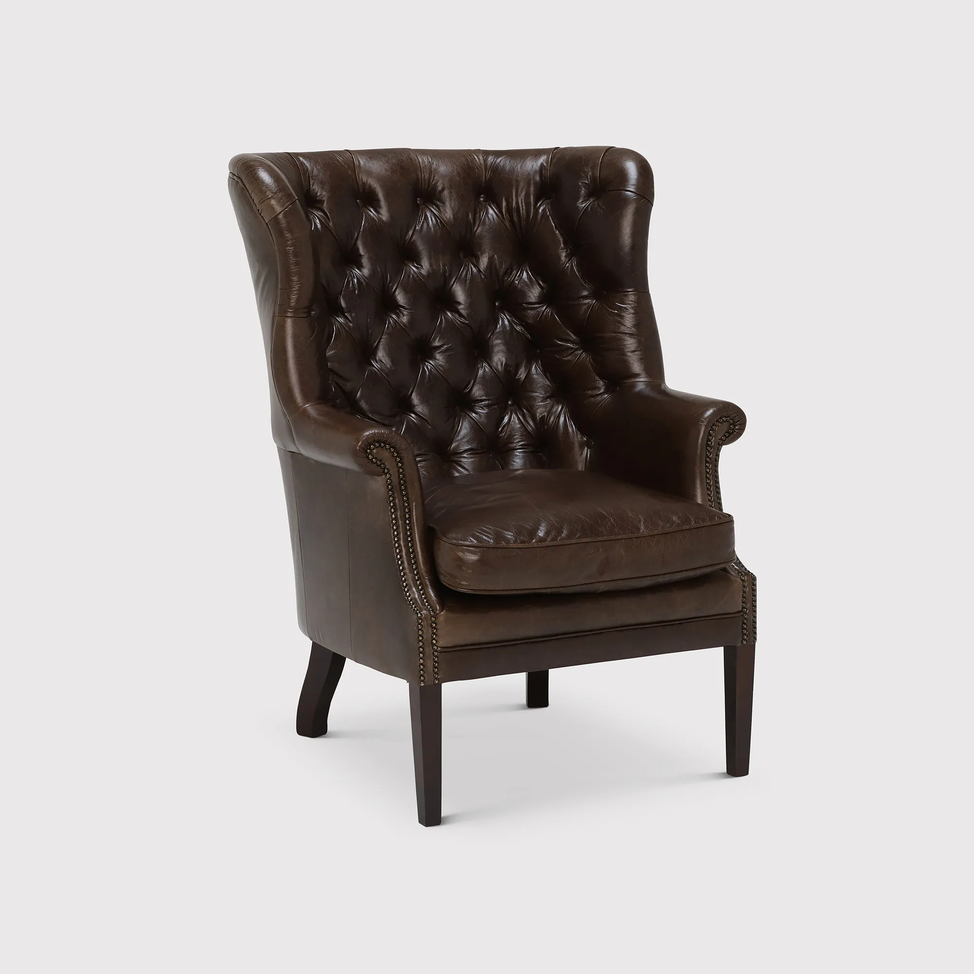 Tetrad Harris Tweed Mackenzie Wing Chair - Brown, Fabric