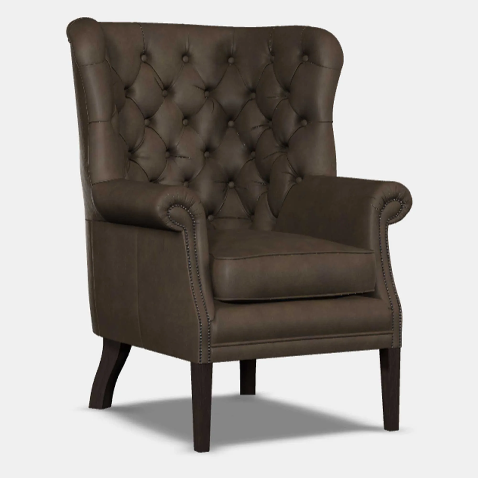 Tetrad Harris Tweed Mackenzie Wing Chair - Brown, Fabric