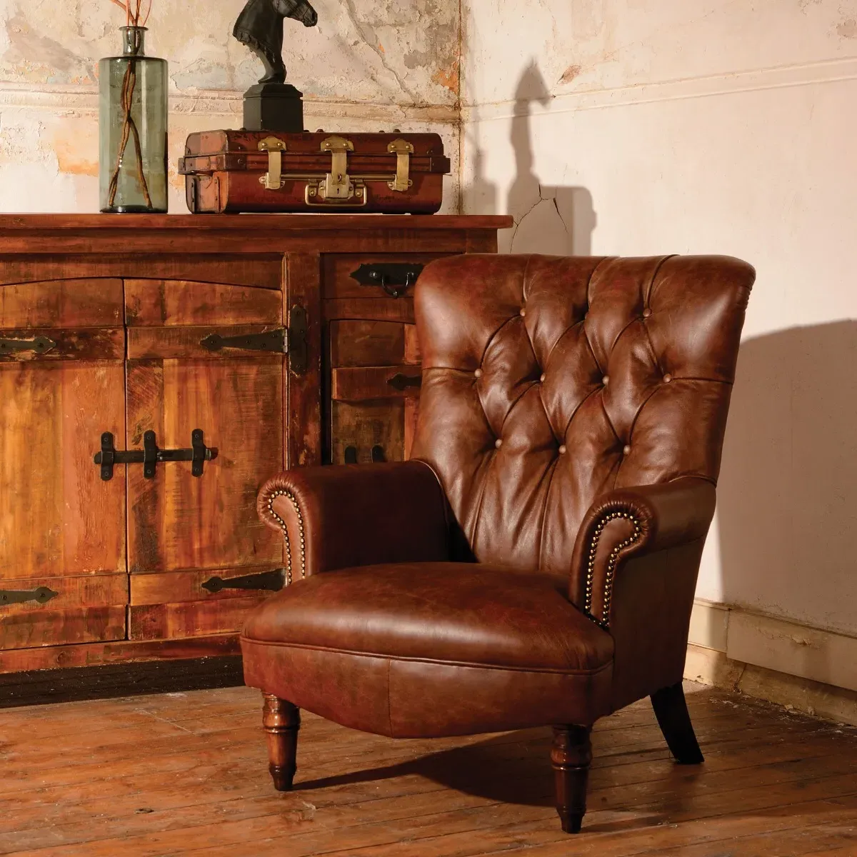 Tetrad Harris Tweed Regent Armchair - Brown, Leather