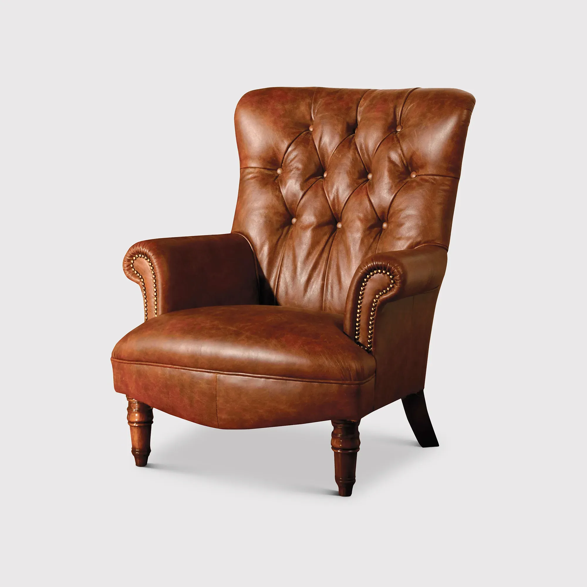 Tetrad Harris Tweed Regent Armchair - Brown, Leather