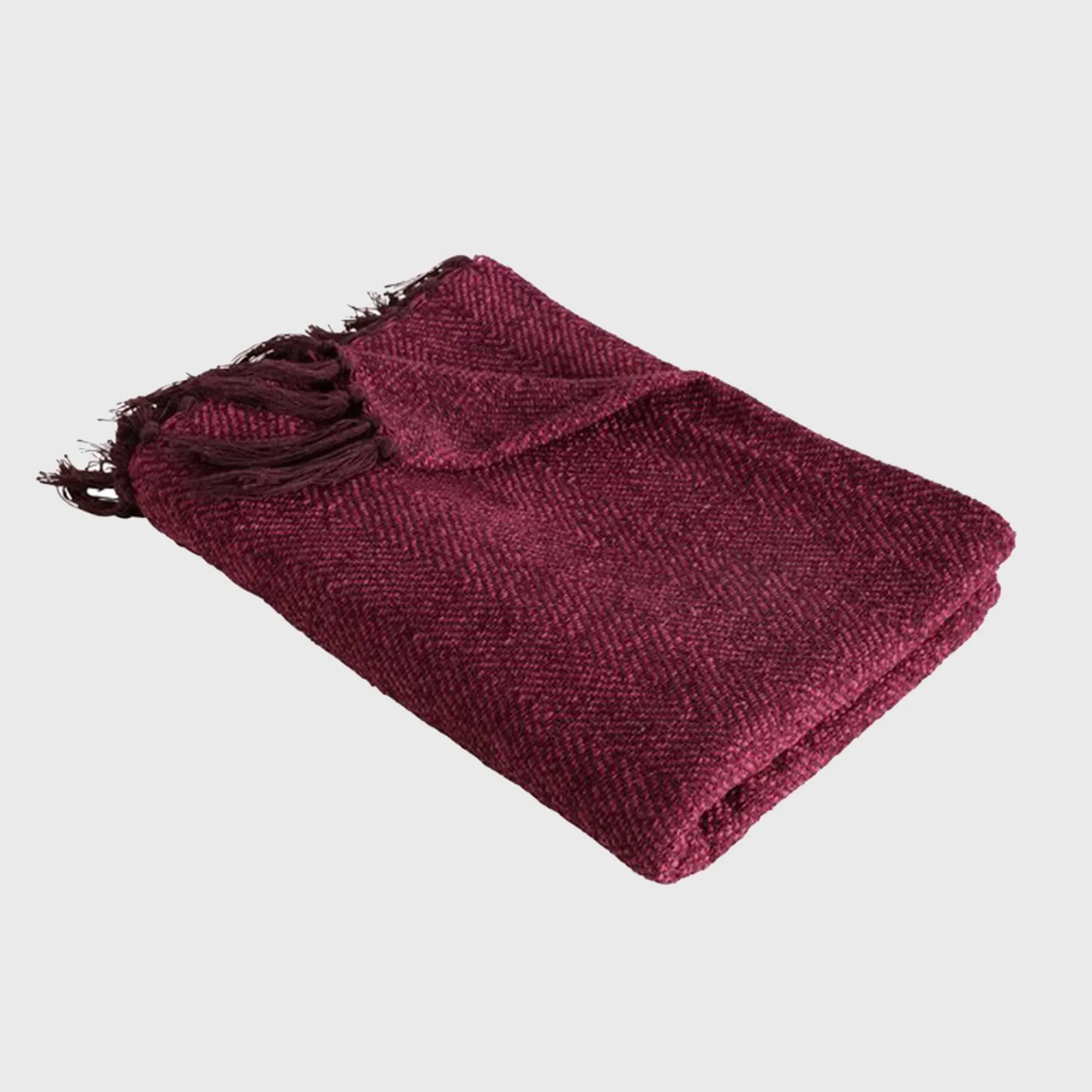 Textured Chenille Throw Blanket - Burgundy, Viscose image