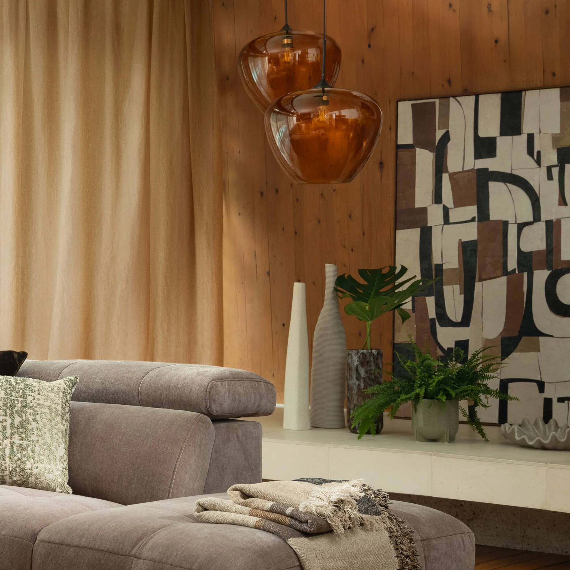 Textured Geometric Square Framed Canvas Print - Grey