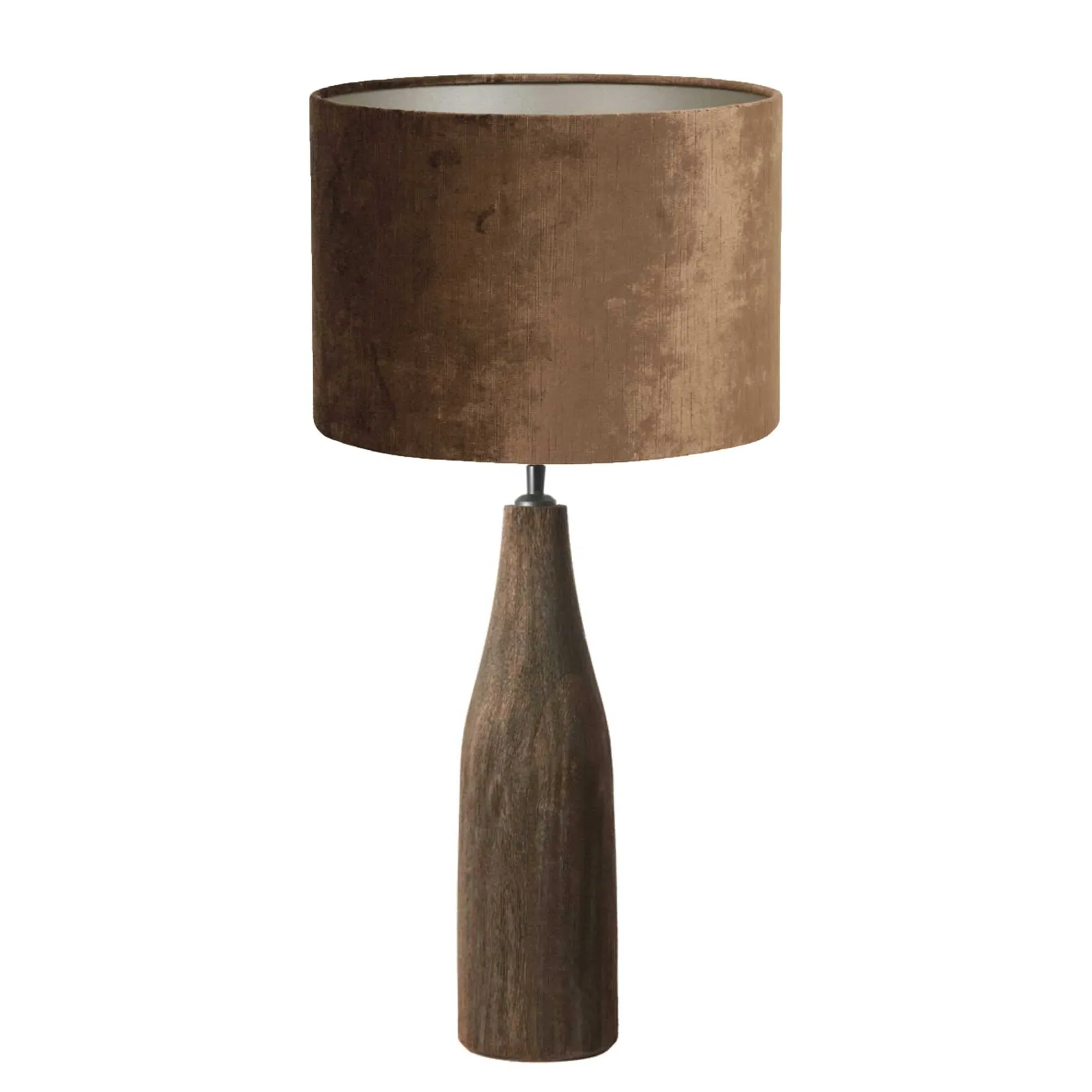 Textured Table Lamp - Dark Wood