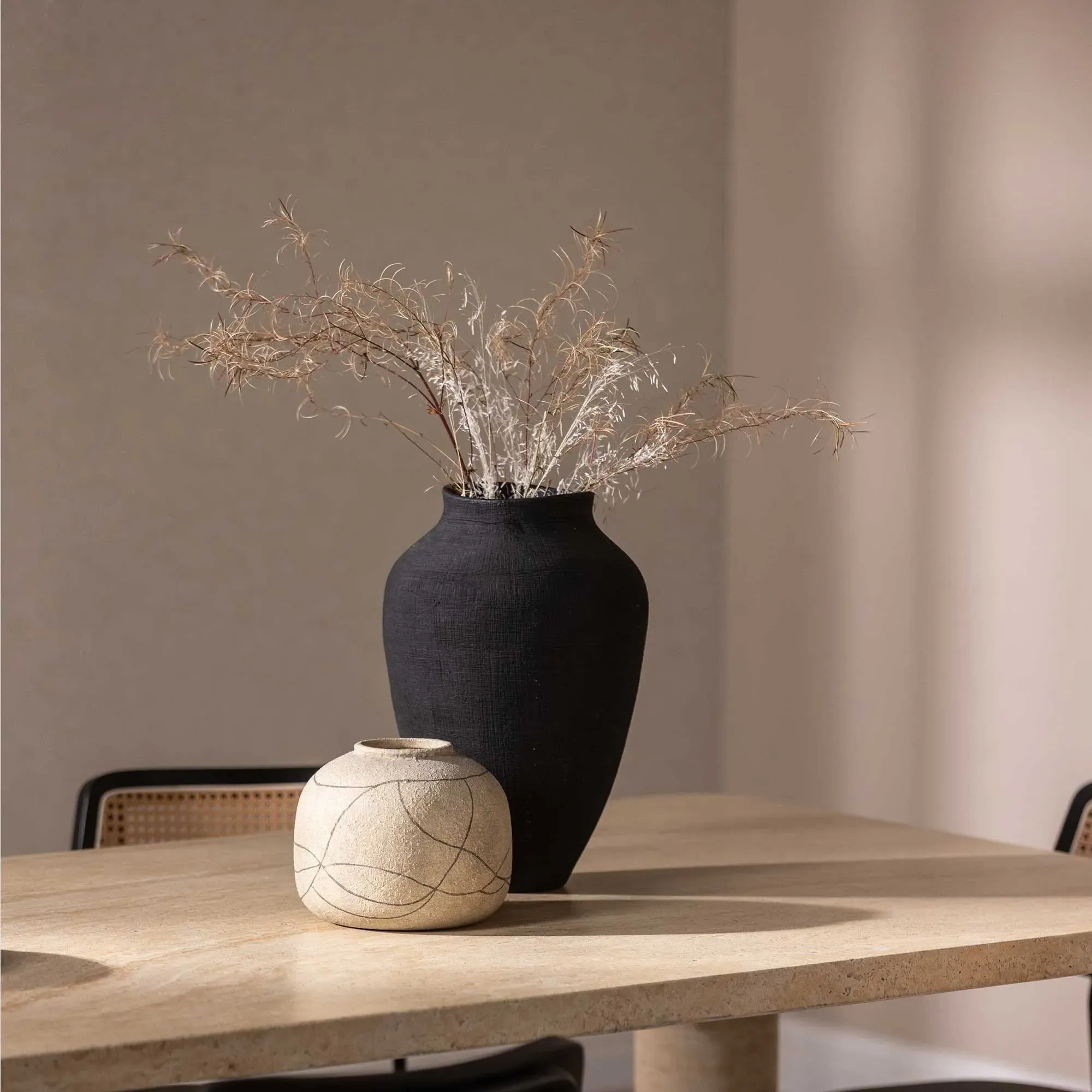 Textured Vase - Black, Stoneware