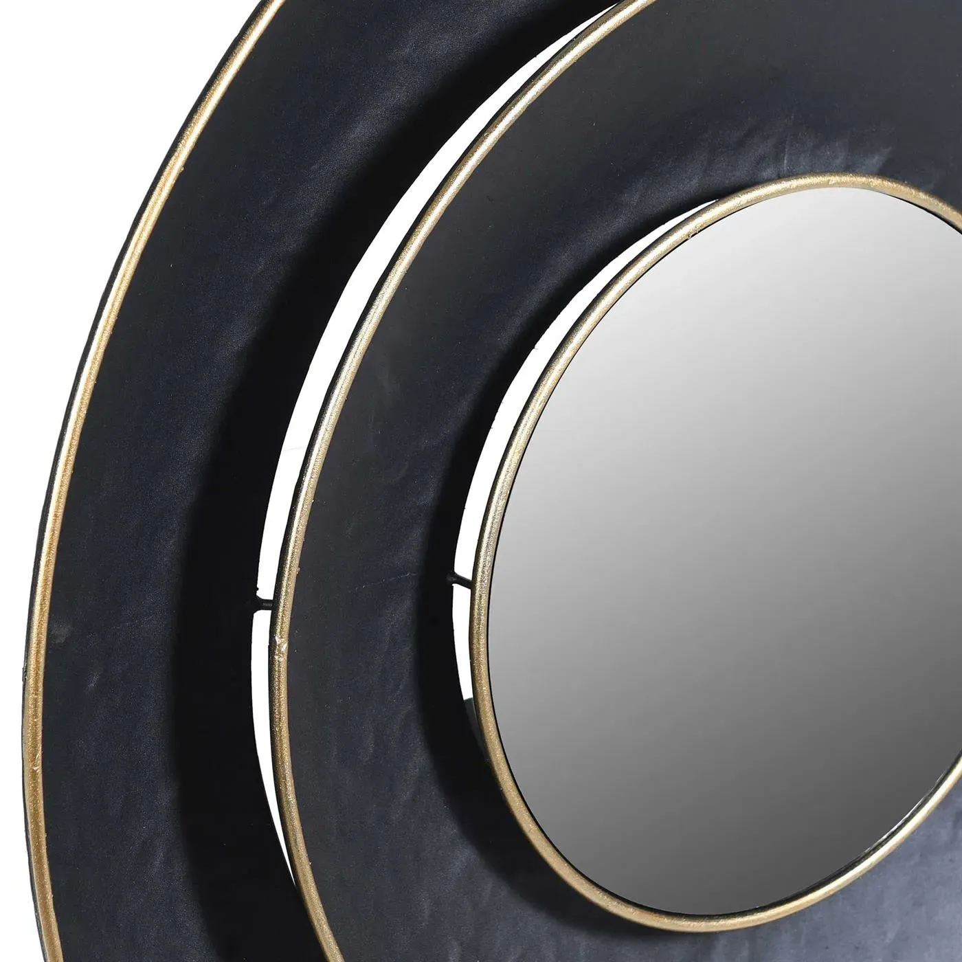 Tiered Round Mirror - Black, Wood