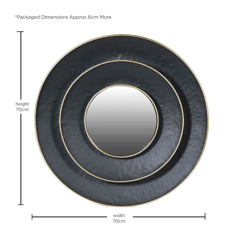 Tiered Round Mirror - Black, Wood