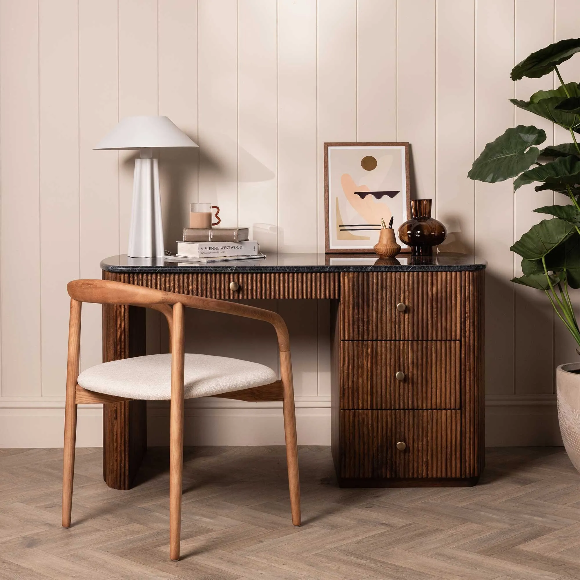 Tigris Desk with Drawer - Brown, Mango Wood
