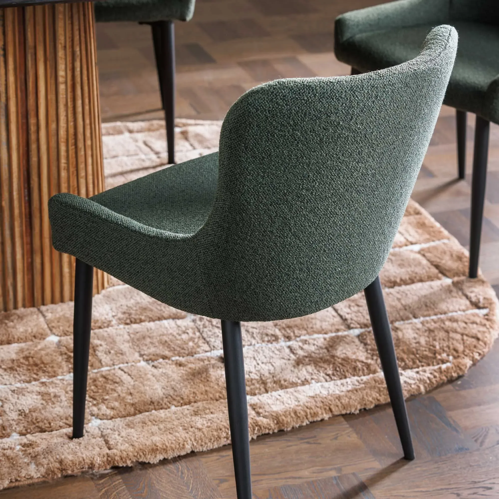 Timmins Dining Chair - Green, Boucle