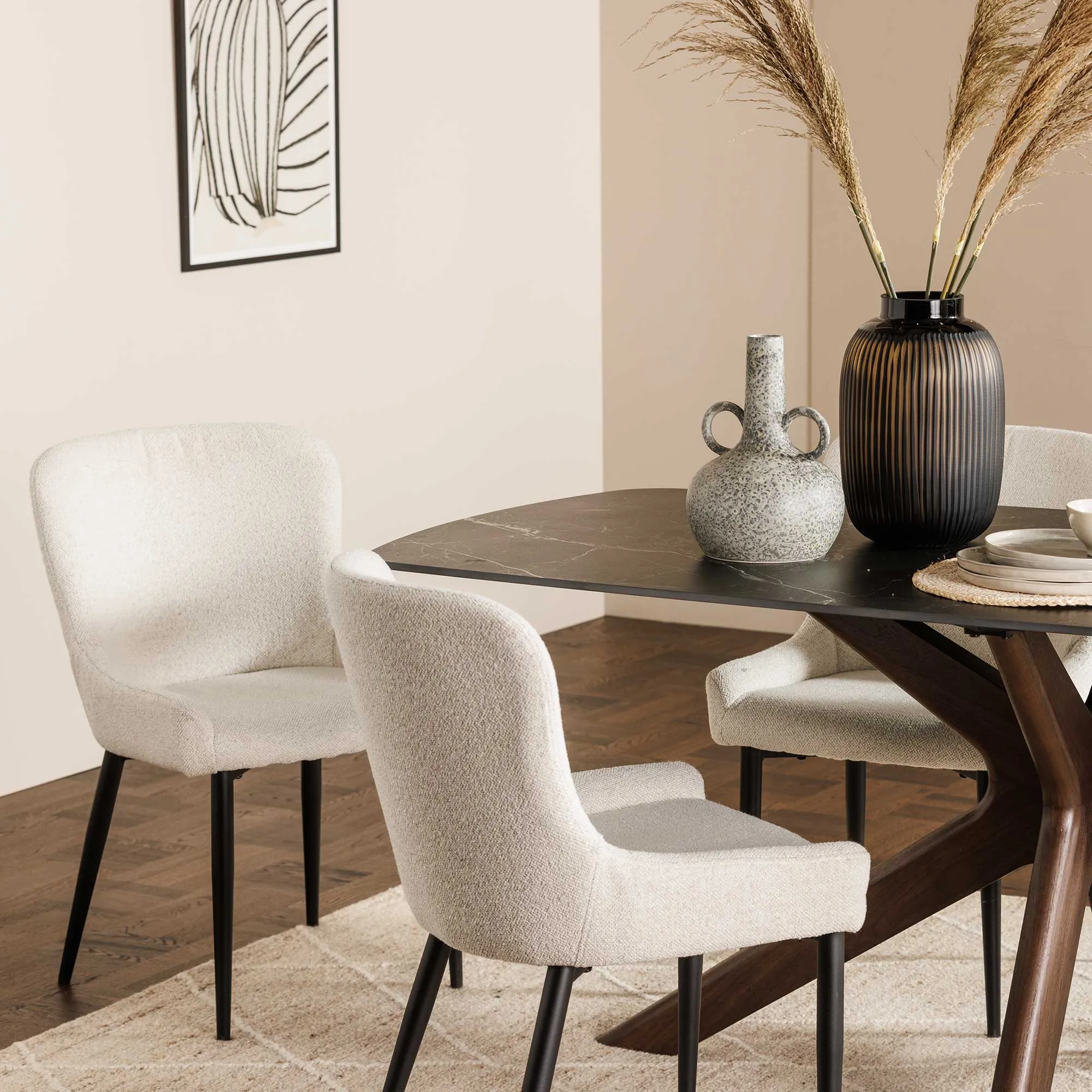 Timmins Dining Chair - Neutral, Boucle