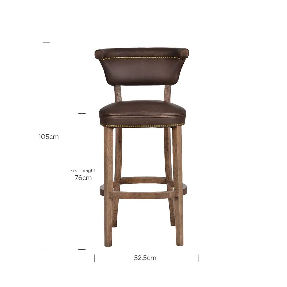 Timothy Oulton Angeles Barstool - Black, Leather