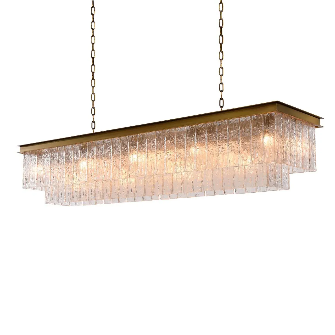 Timothy Oulton Bark Rectangular Pendant Light - Gold, Metal