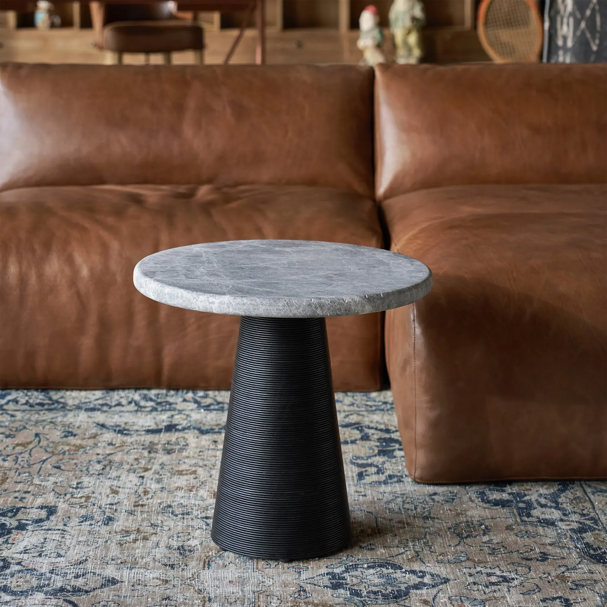 Timothy Oulton Bootlace Round Side Table - Marble