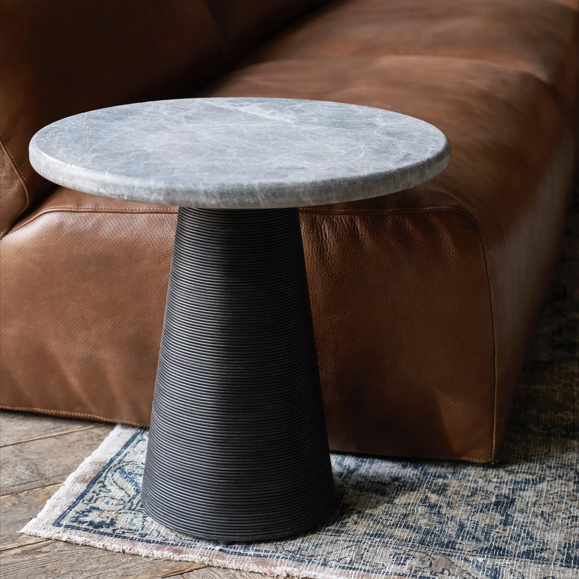 Timothy Oulton Bootlace Round Side Table - Marble